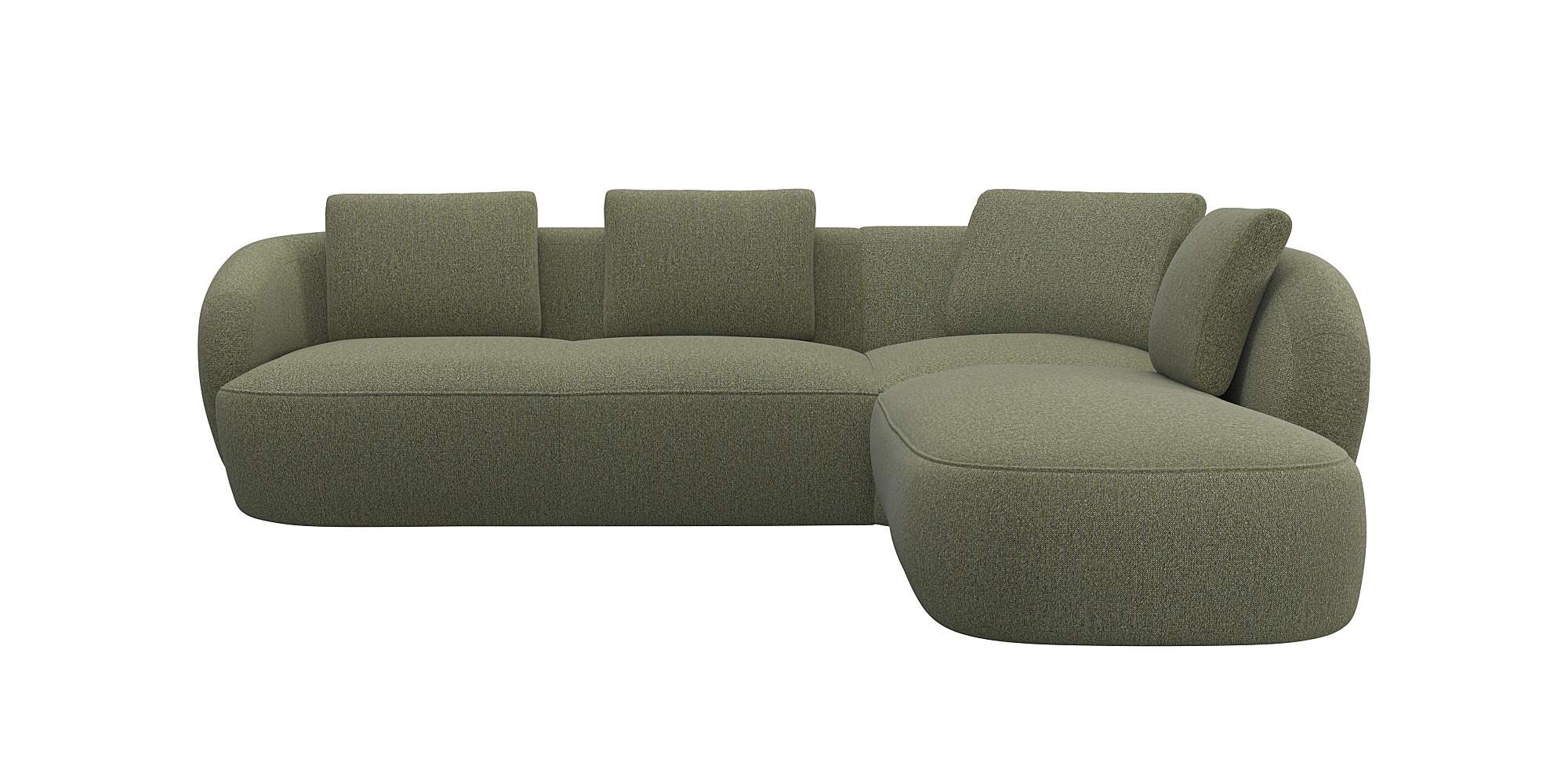 FLEXLUX Ecksofa »Torino, rund, L-Form, Sofa-Ecke mit Ottomane« Modernes, organisches Sofa-Design, Kaltschaum, Wellenunterfederung
