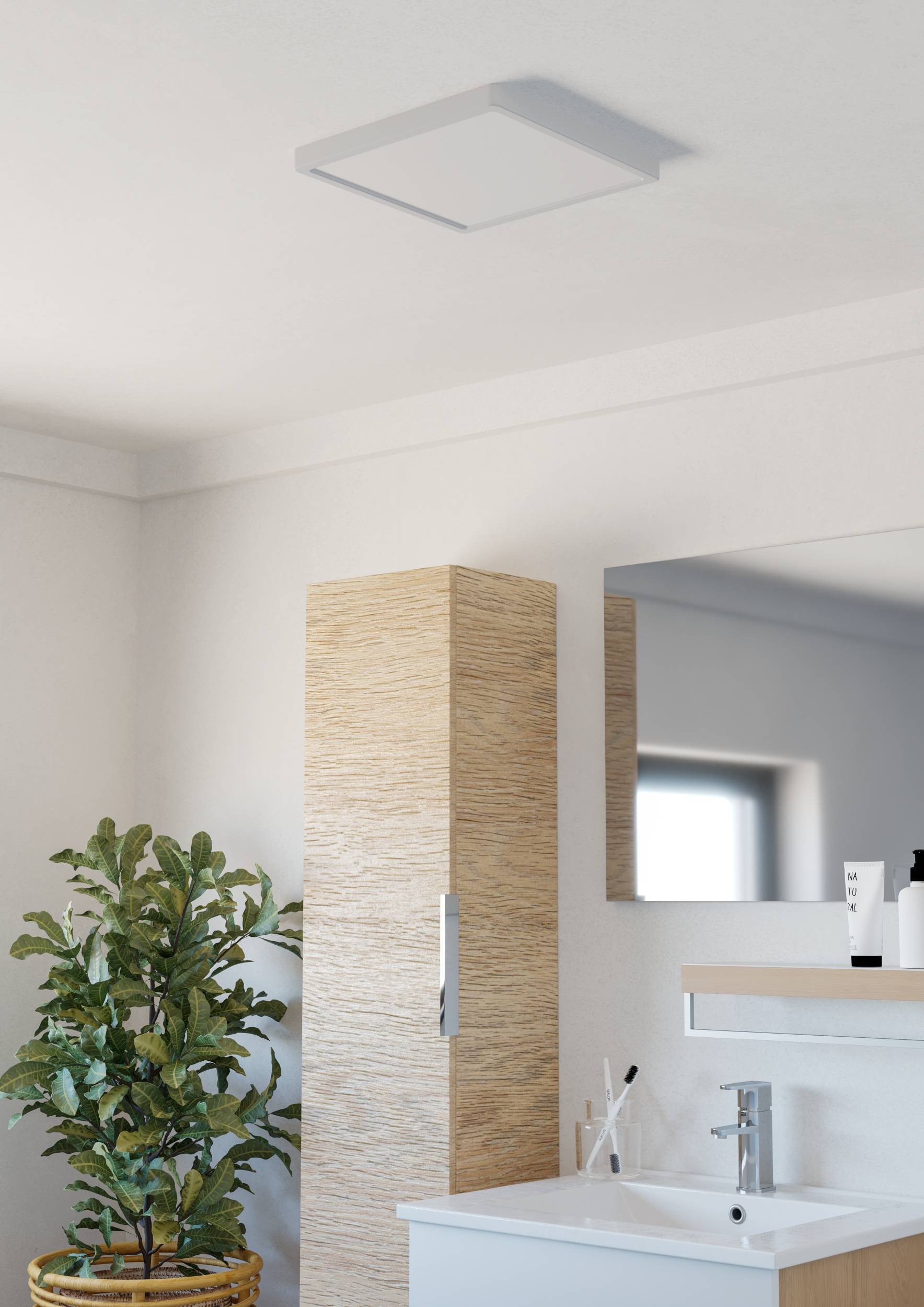 EGLO Aufbauleuchte »Fueva 6 Deckenleuchte, Badlampe Decke, Deckenbeleuchtung, IP44, Lampe« LED-Modul 1 Stk. Kaltweiß | Neutralweiß | Warmweiß Aufbauleuchte - L29 x B29 x H2,5 cm - weiß - 13W inkl.