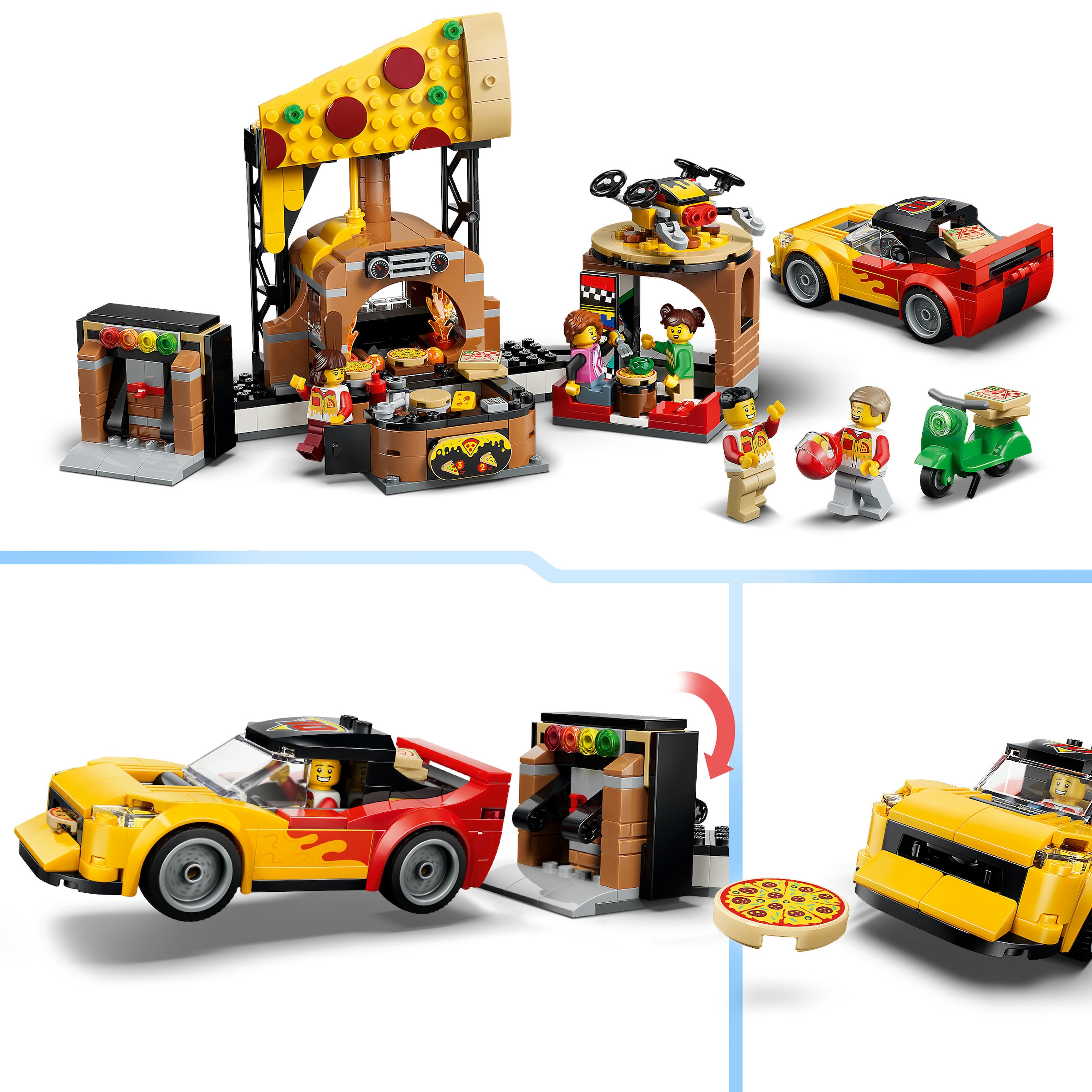 LEGO® Konstruktionsspielsteine »Pizza-Liefererlebnis mit Fahrzeugen (60496), LEGO City« Made in Europe