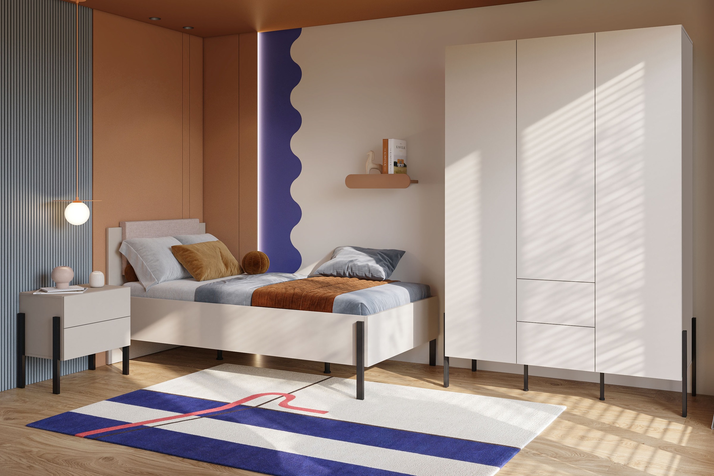 Home affaire Bett »Jukon, mit gepolstertem Kopfteil, Füße aus Metall, modernes Design«, (3 Breiten:100cm, 160cm und 180cm), in drei Größen, perfekt auch als Jugendbett