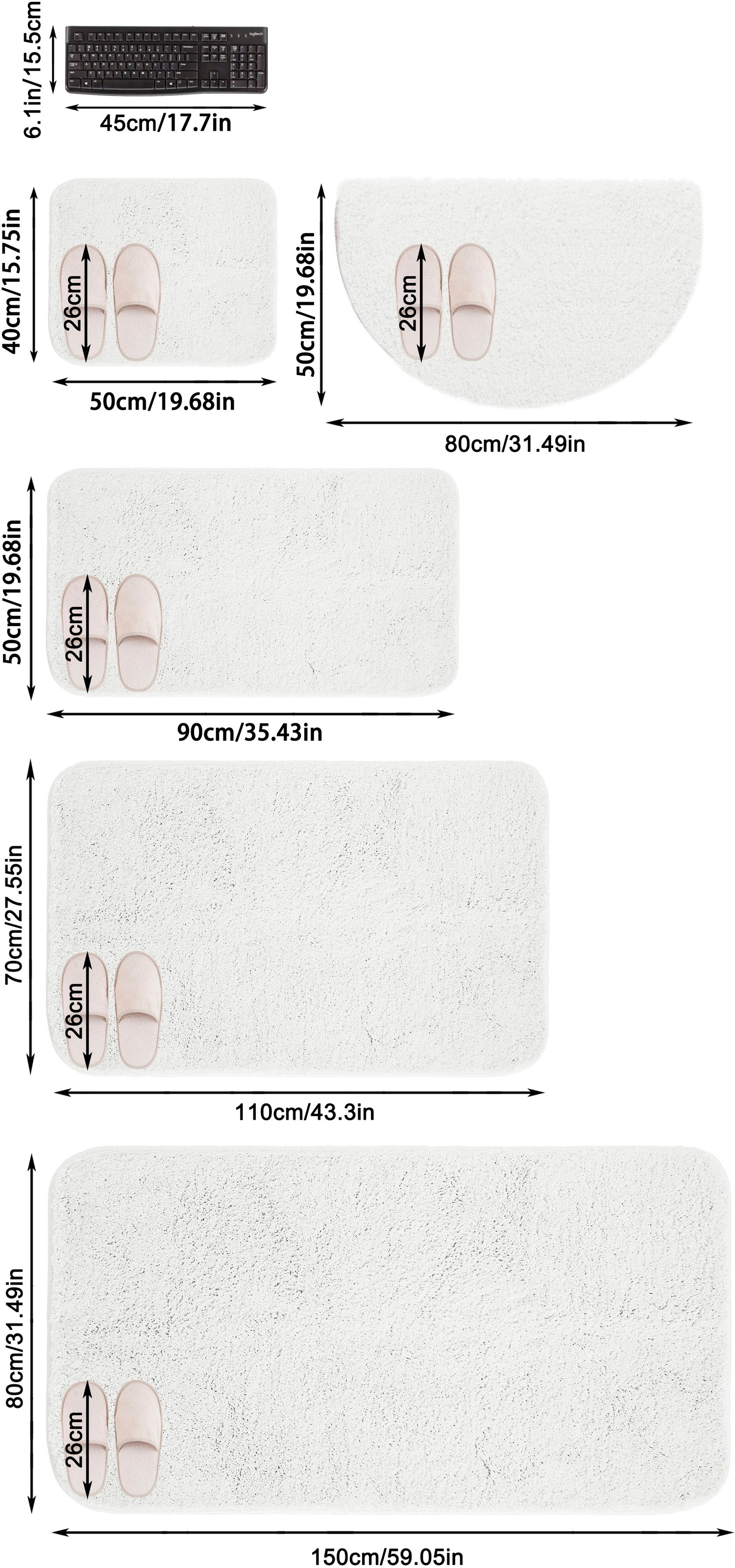 my home Badematte »Inga, Badezimmer Teppich, Badvorleger«, rutschhemmend beschichtet, schnell trocknend-strapazierfähig-fußbodenheizungsgeeignet, Badteppich, unifarben, weich, als halbrund und rechteckig erhältlich