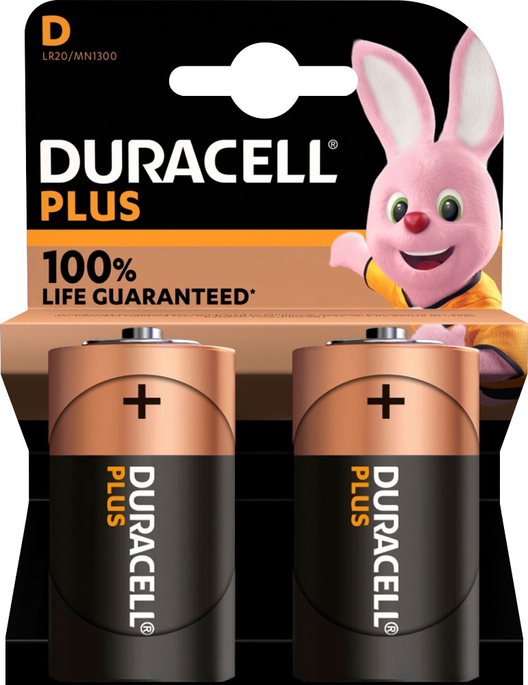 Duracell Batterie »Plus«, LR20, (Packung, 2 St.)