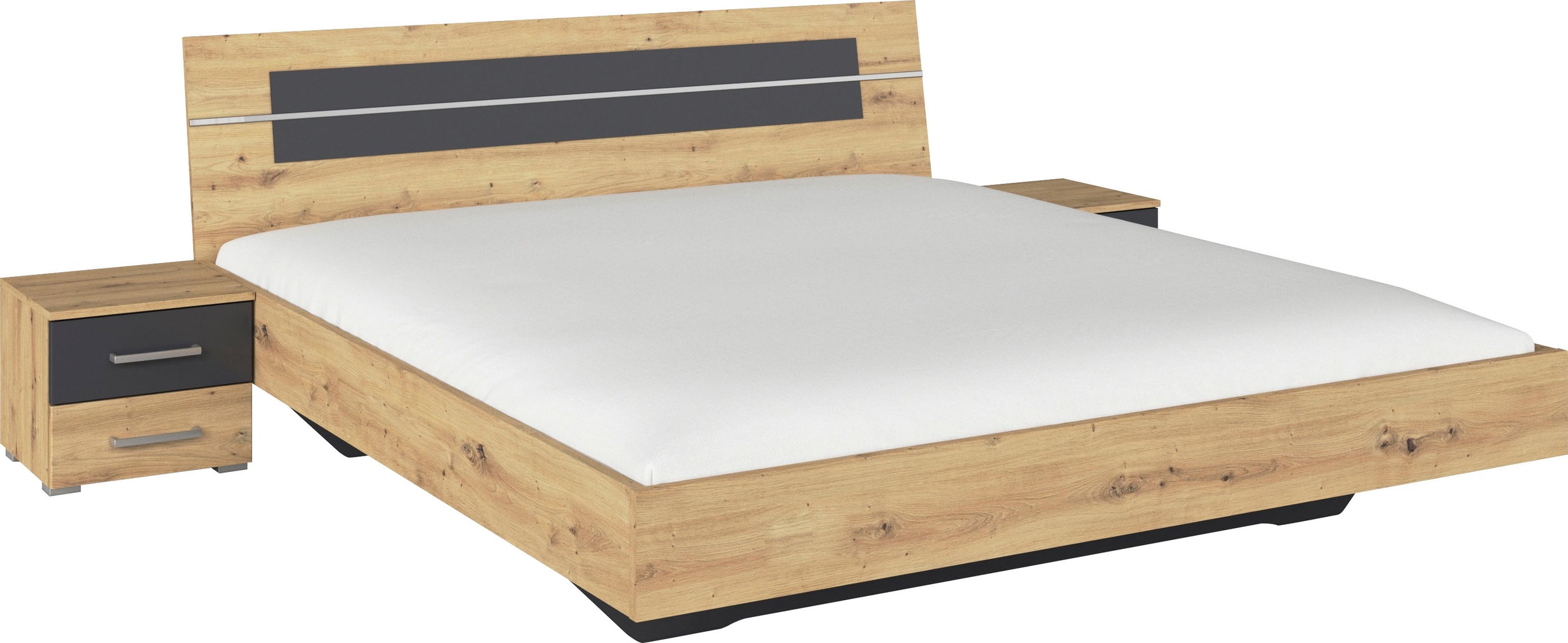 Rauch Bettanlage »Doppelbett Futonbett BURANO in schwebender Optik« Set in grau, Größe B/H/T: 265 cm x 82 cm x 213 cm