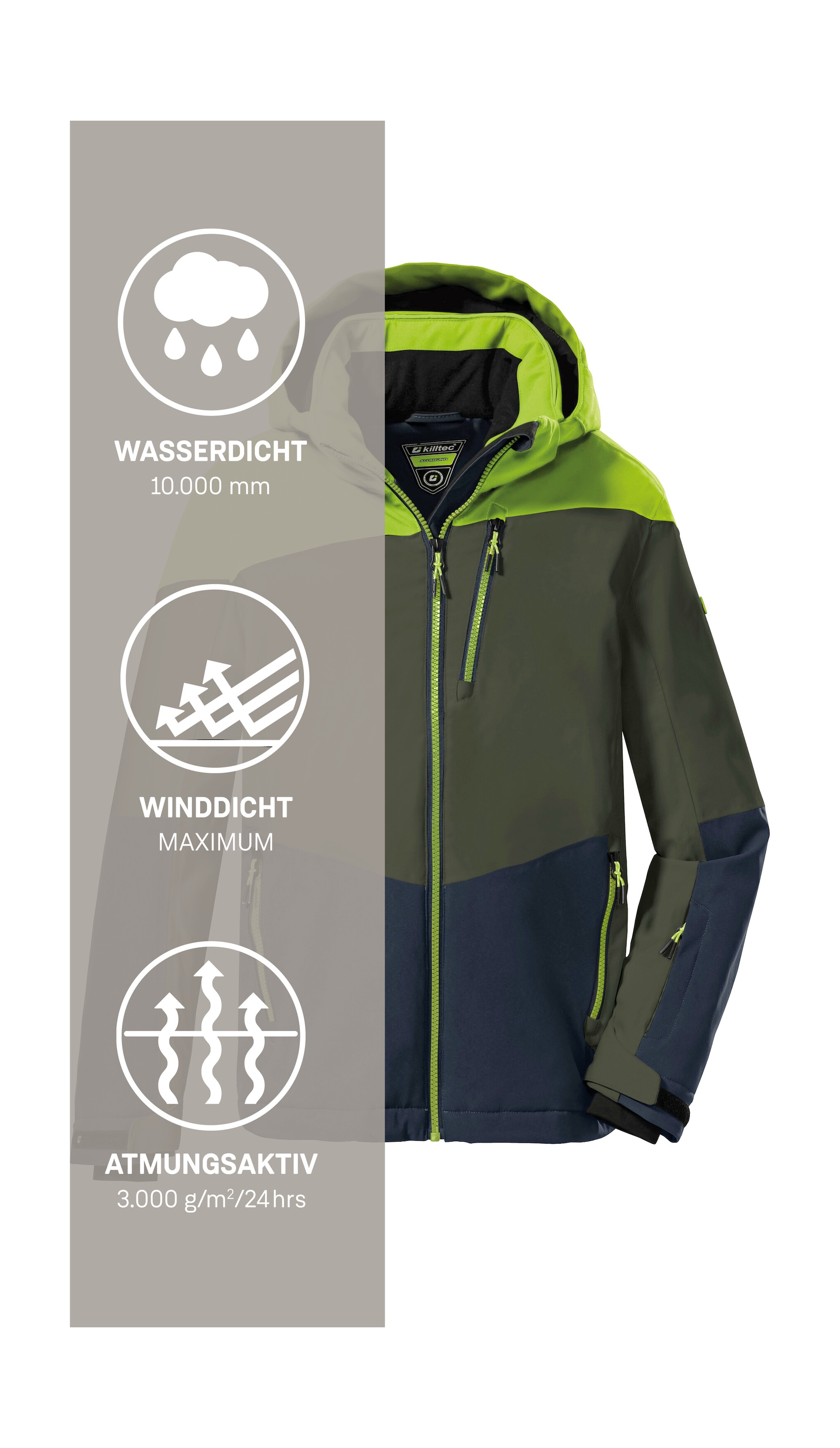 Killtec Skijacke »KSW 161 BYS SKI JCKT« Wasserdichte, atmungsaktive Skijacke mit abnehmbarer Kapuze