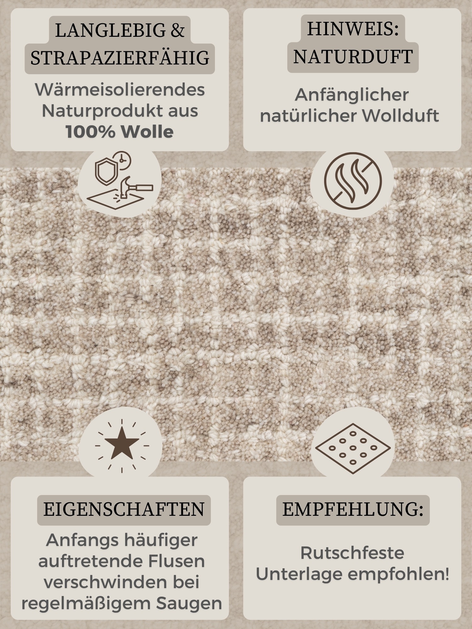 HANSE Home Wollteppich »Eloise« rechteckig 17 mm Höhe Wolle, Naturteppich, Handgemacht, Wohnzimmer, Schlafzimmer, Hygge