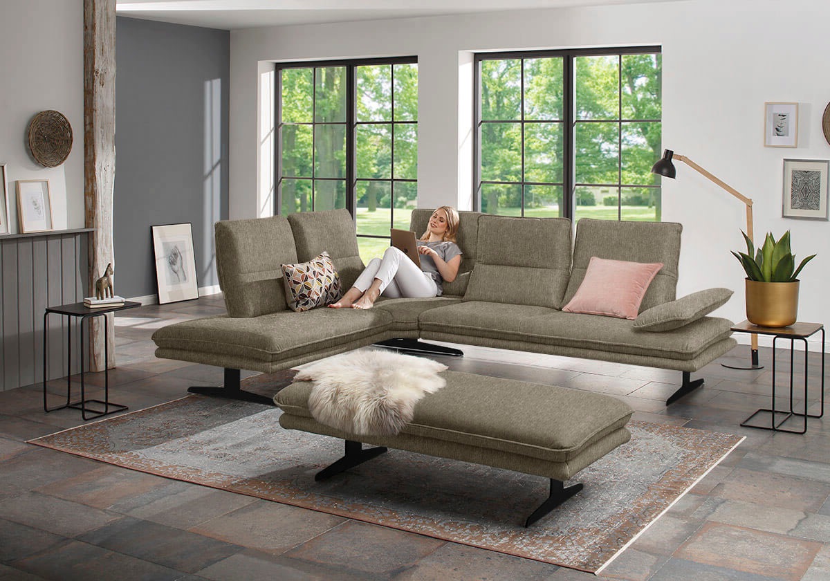 W.SCHILLIG Ecksofa »broadway, Designsofa, toller Sitzkomfort, zeitlos, elegant, L-Form«, Sitztiefenverstellung, Kopfteil- & Seitenteilverstellung, Breite 284cm