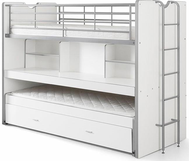 Vipack Hochbett »Bonny, mit 3 Schlafgelegenheiten, super praktisch im Kinderzimmer«, (B/H/T ca. 222x161x102cm, Dekor Oberfläche, in verschieden Farben), mit großer Schreibplatte, Regalfächern, viel Funktion auf kleinem Raum