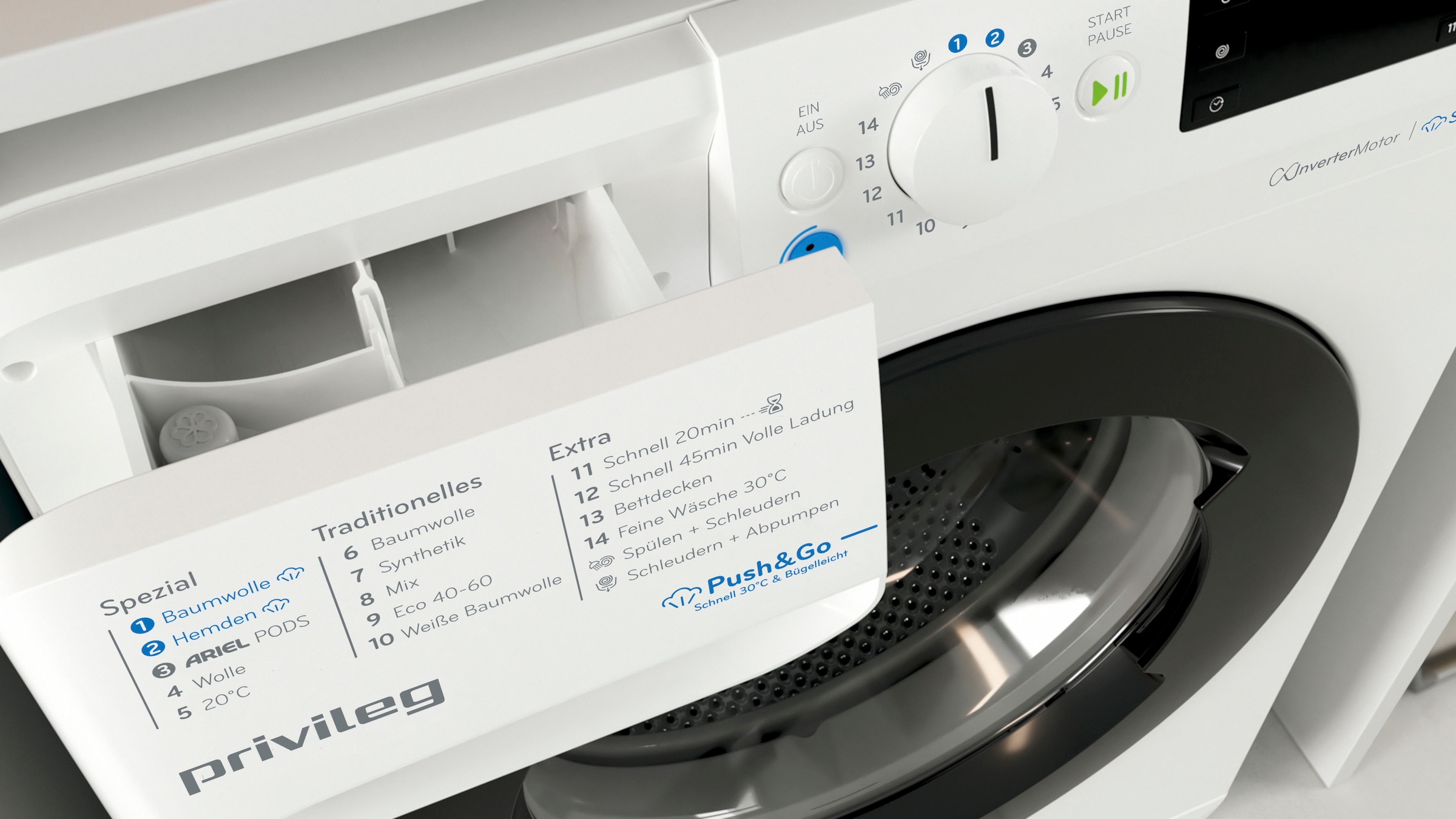 Privileg Waschmaschine »PWFV X 1073 A«, 10 kg, 1400 U/min, Dampf-Programme für Baumwolle und Hemden – glättet die Fasern