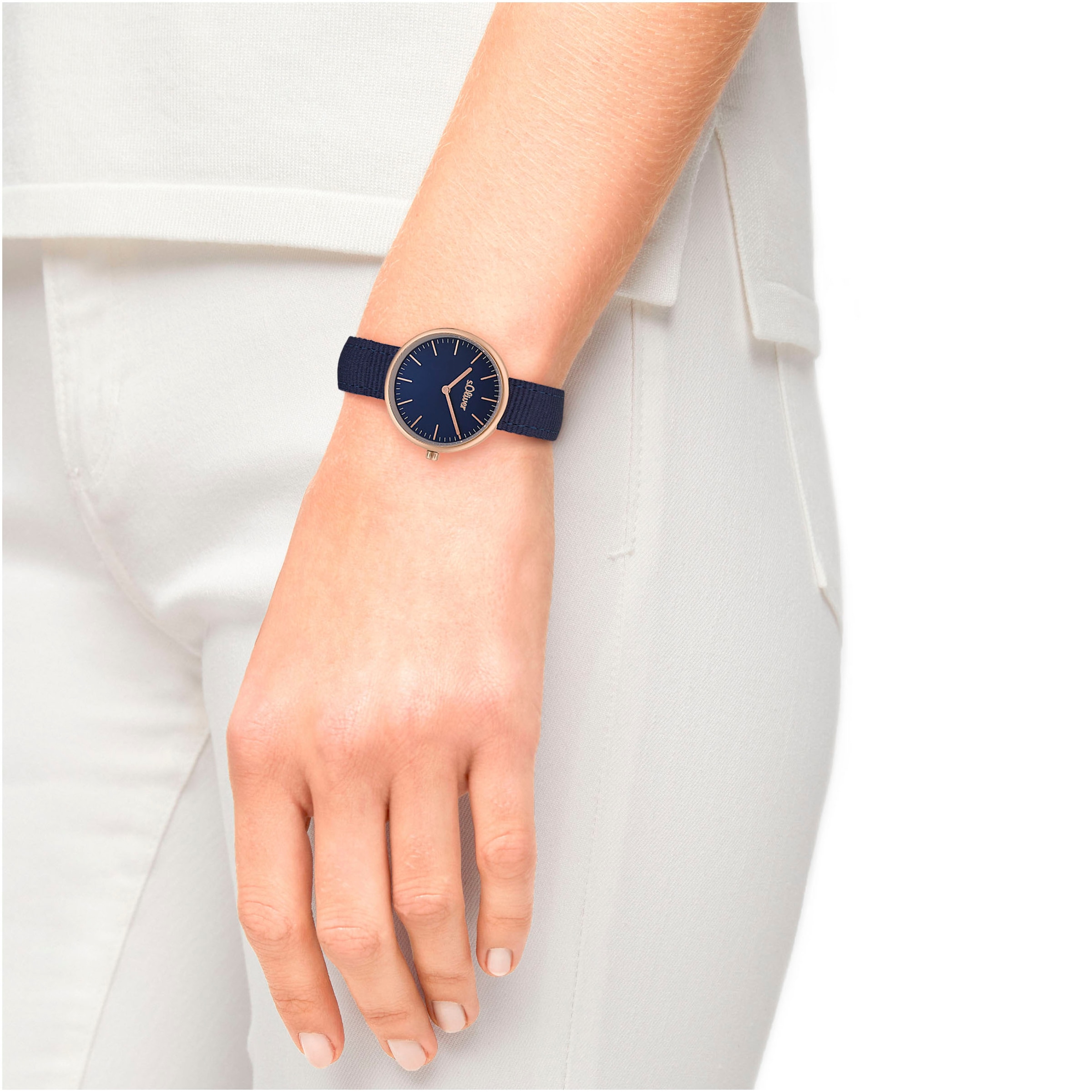 s.Oliver Quarzuhr, Armbanduhr, Damenuhr, analog, Textilarmband