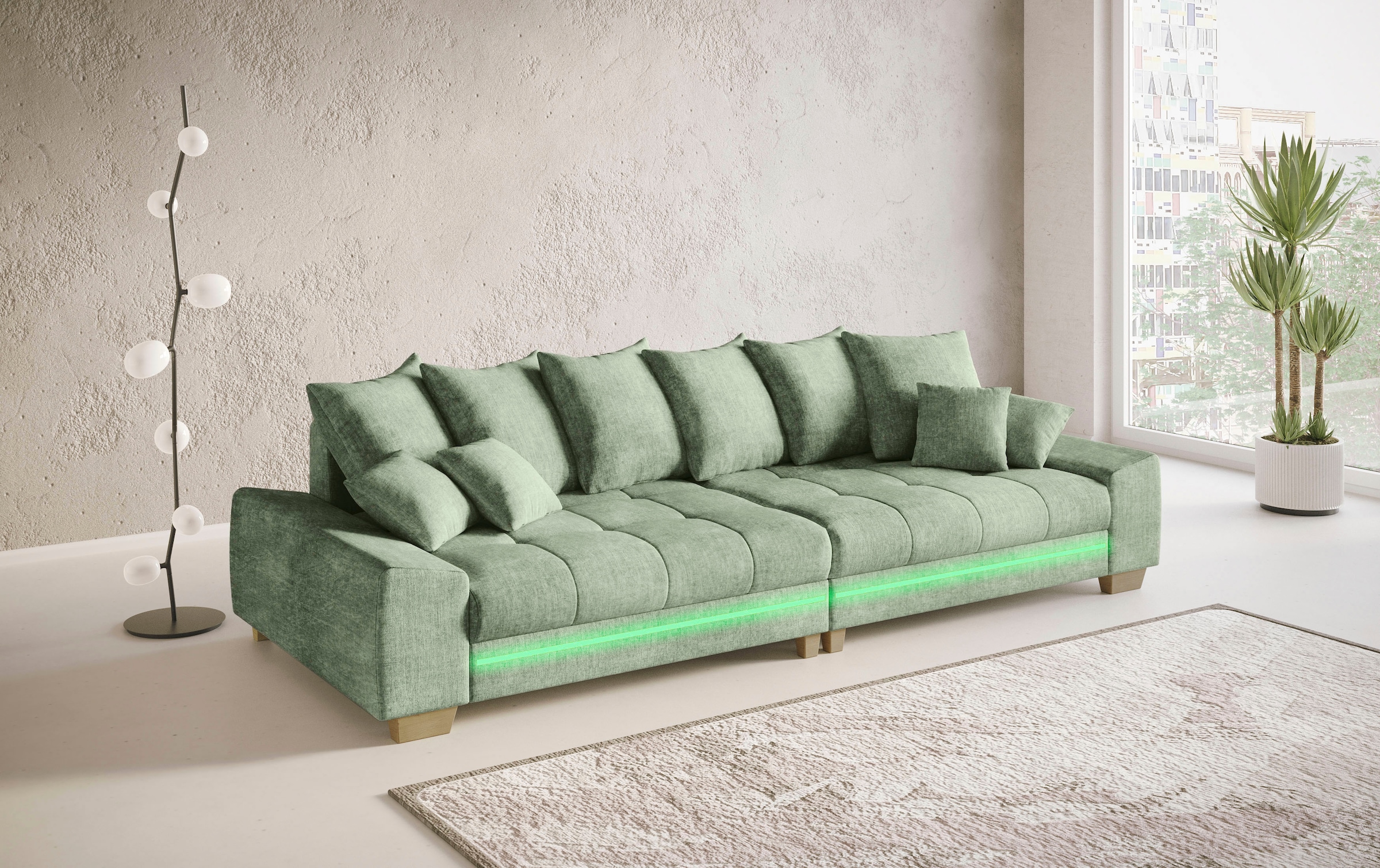 Mr. Couch Big-Sofa »Nikita II«, mit RGB-LED Beleuchtung, Kaltschaumpolsterung bis 140 kg belastbar