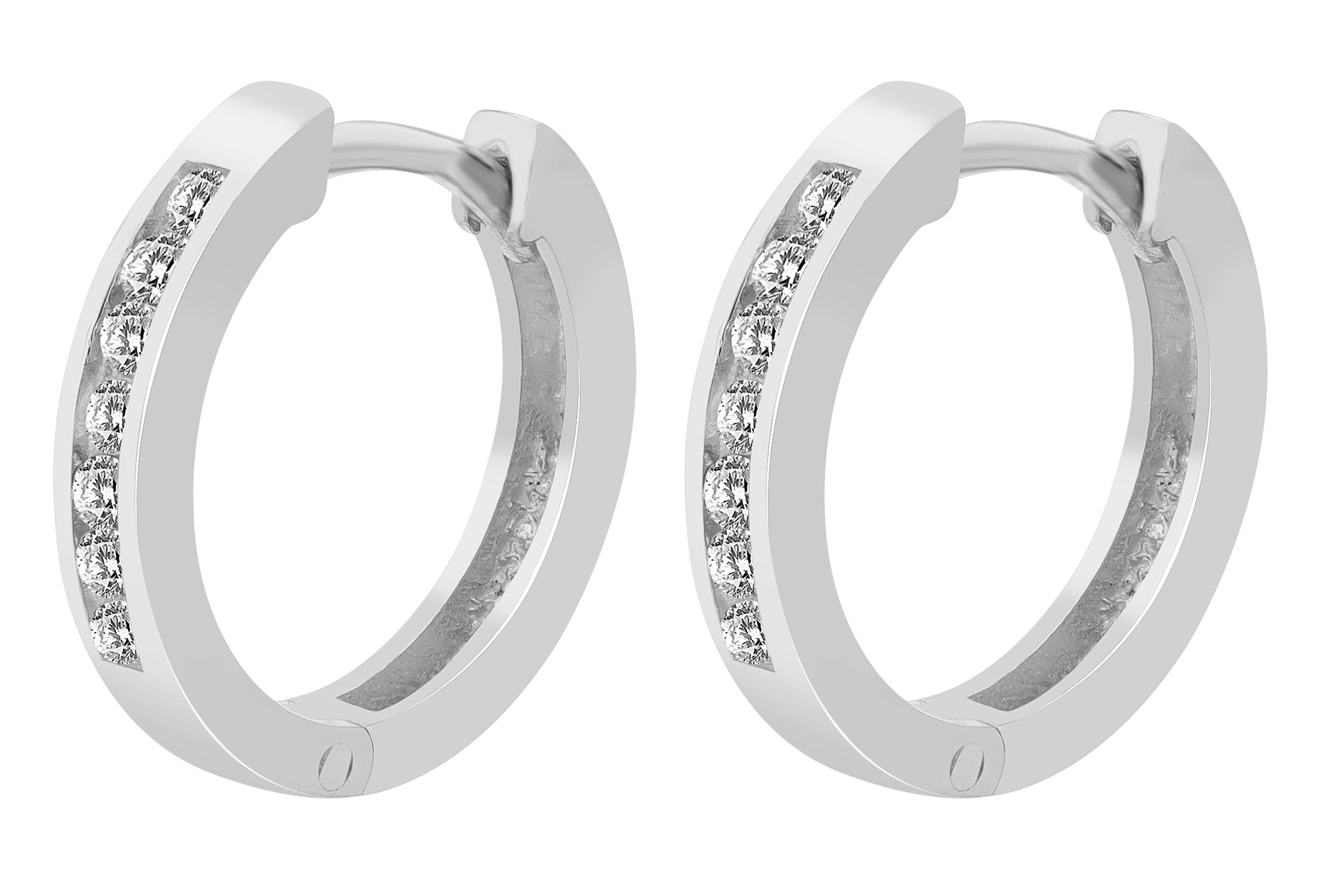 Adelia´s Paar Creolen »Damen Ohrringe ¿ Klappcreole aus 925 Silber mit Zirkonia«