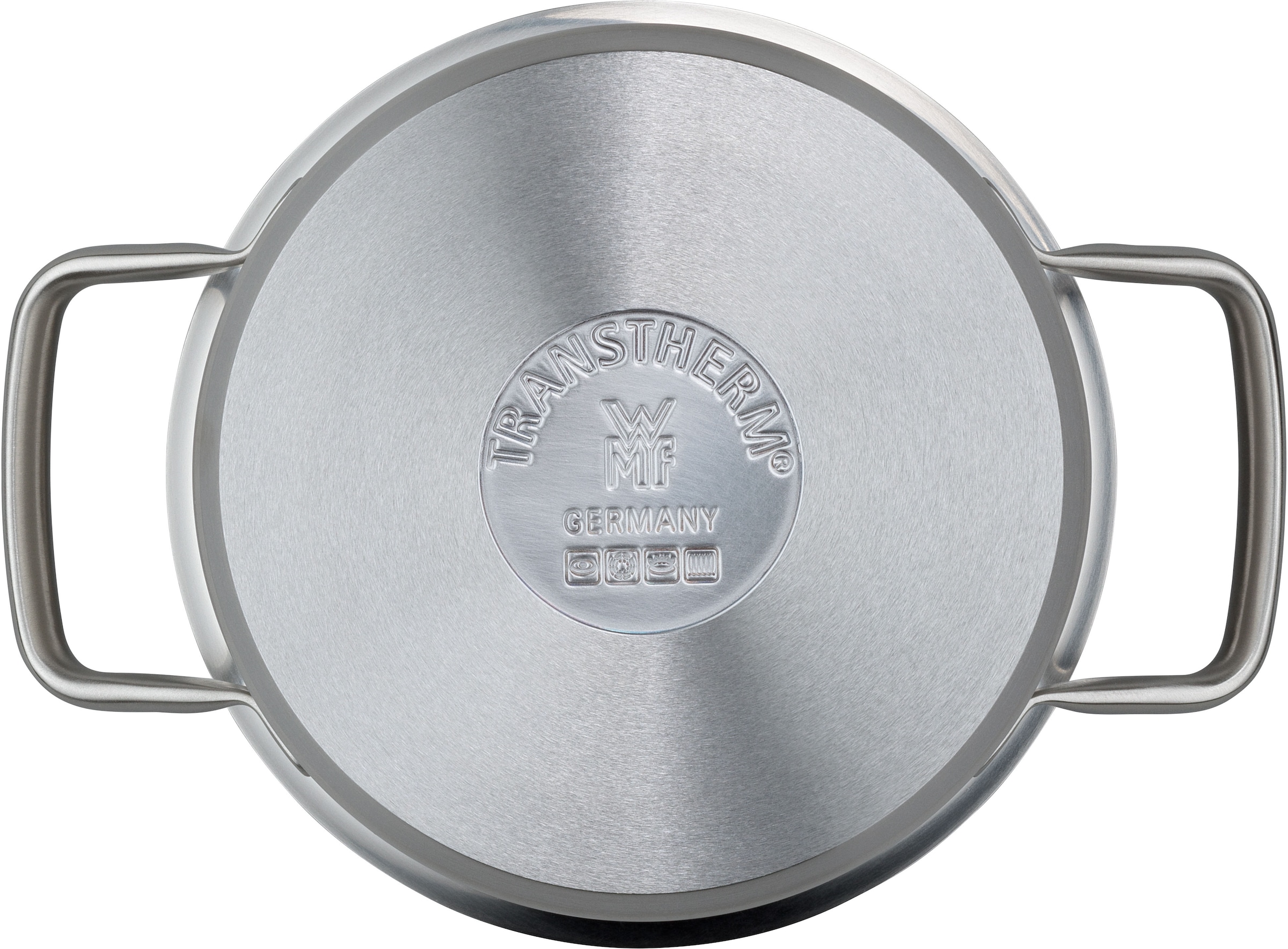 WMF Kochtopf »Gourmet Plus«, Cromargan® Edelstahl Rostfrei 18/10, (2 tlg.), wärmeduzierende Hohlgriffe, Innenskalierung, breiter Schüttrand