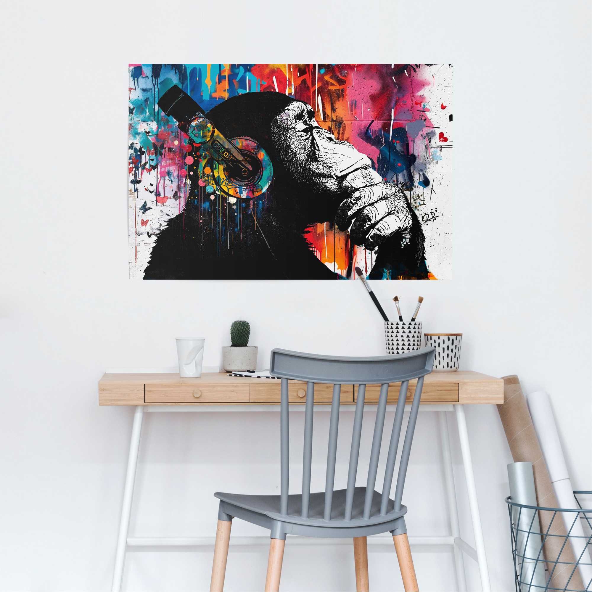 Reinders! Poster »Graffiti chimp« Teenager Zimmer - Mehrfarbig - 150 gr.  Papier - Street Art