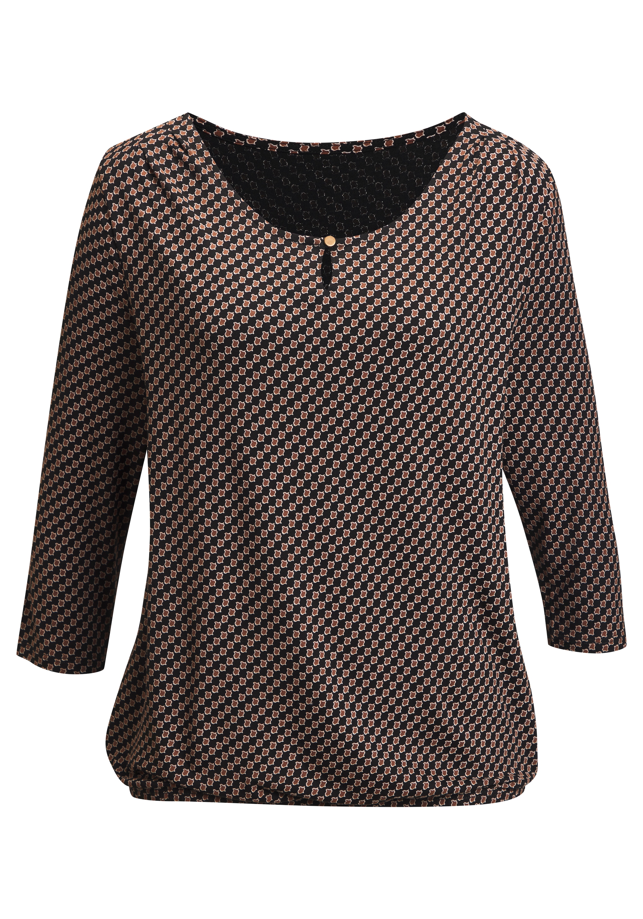 Vivance Rundhalsshirt »mit goldfarbenem Zierknopf am Ausschnitt« aus weichem Viskose-Stretch