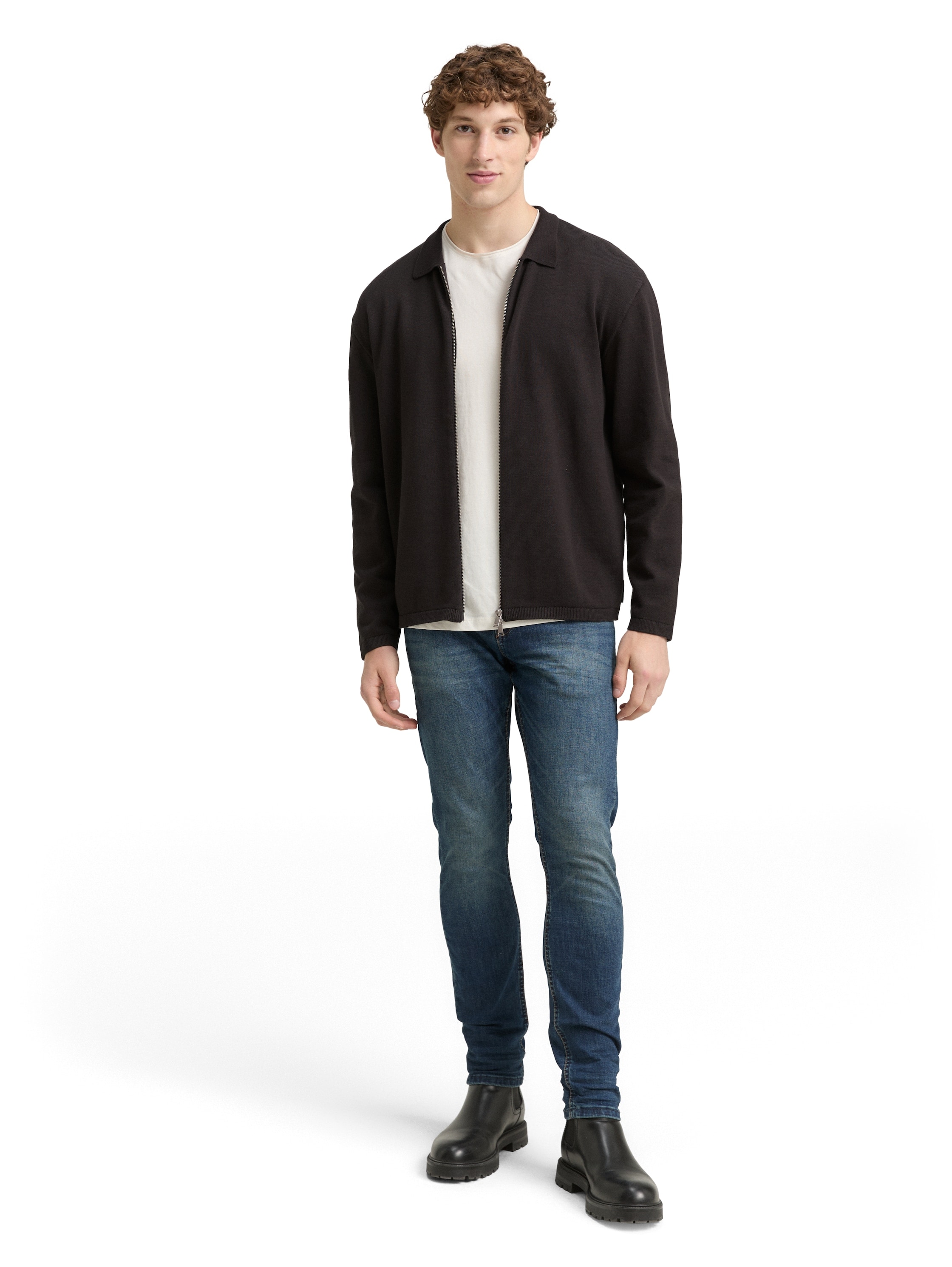 TOM TAILOR Denim Strickpullover, mit Reißverschluss