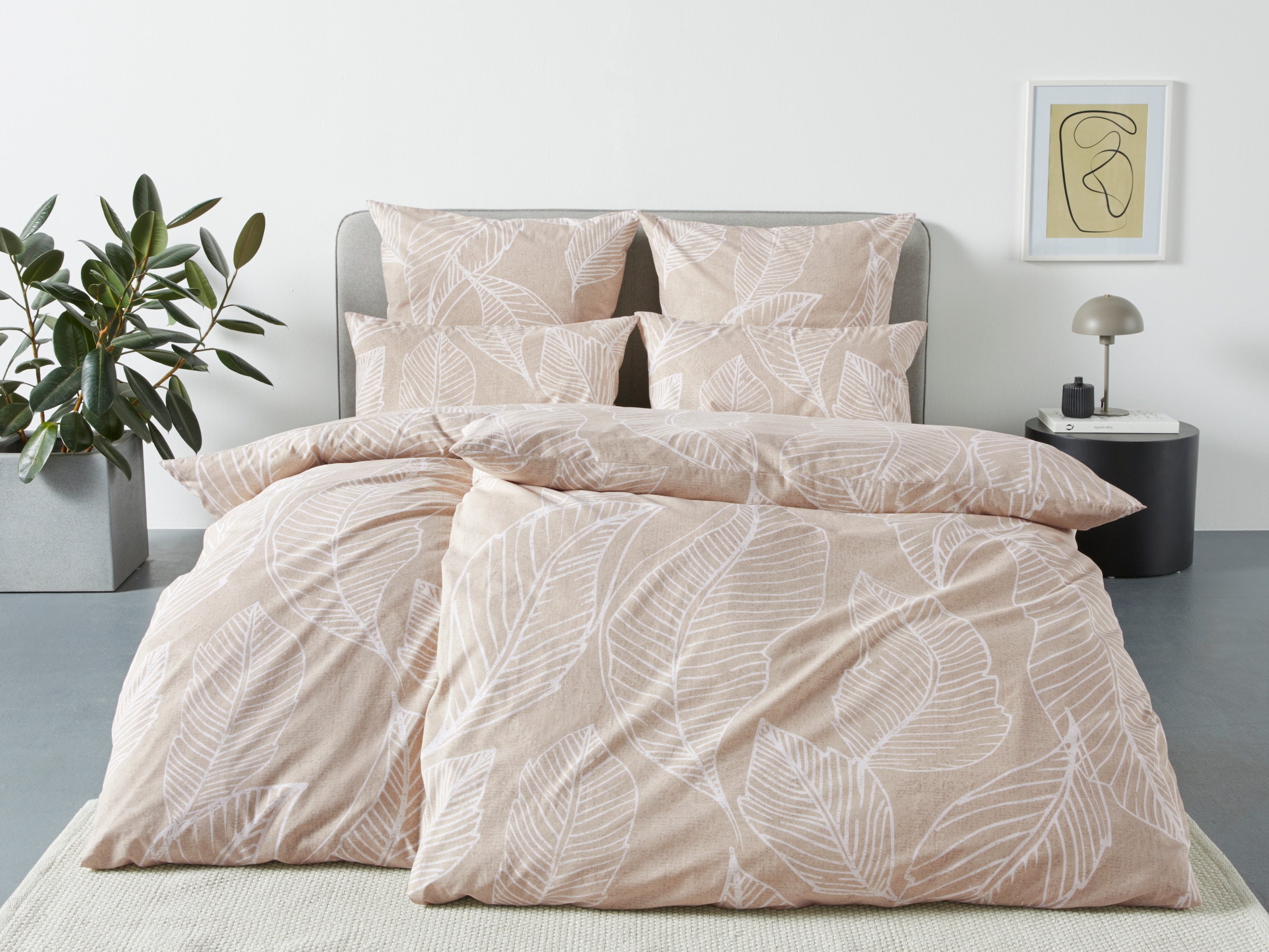OTTO products Bettwäsche »Jonna in Gr. 135x200 oder 155x220 cm«, (2 tlg.), Bettwäsche aus Bio-Baumwolle, Bettwäsche mit natürlichem Design