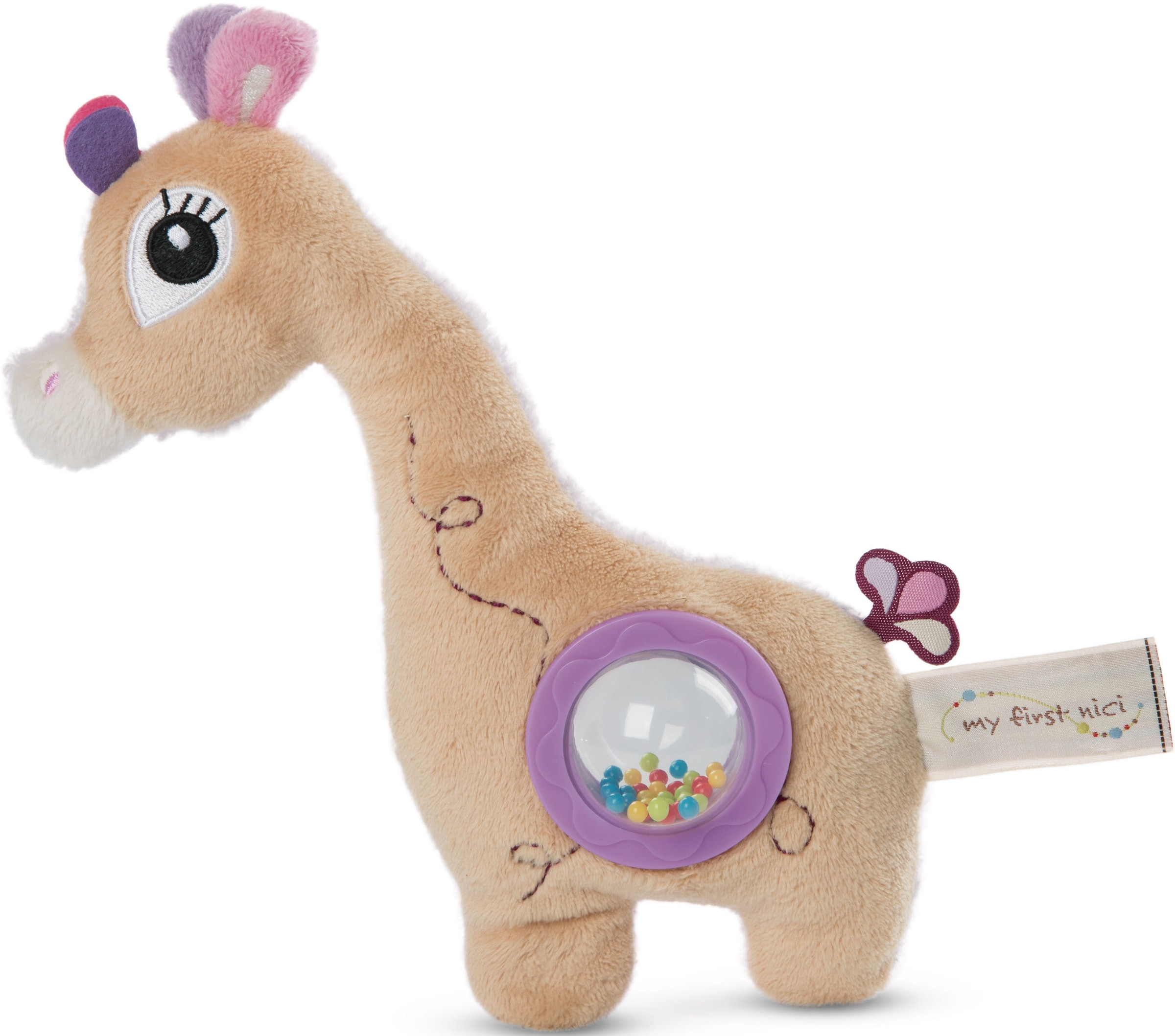 Nici Greifspielzeug »Activity-Schmusetier, My first NICI, 2D Giraffe Sasuma, 20 cm«, mit Rassel