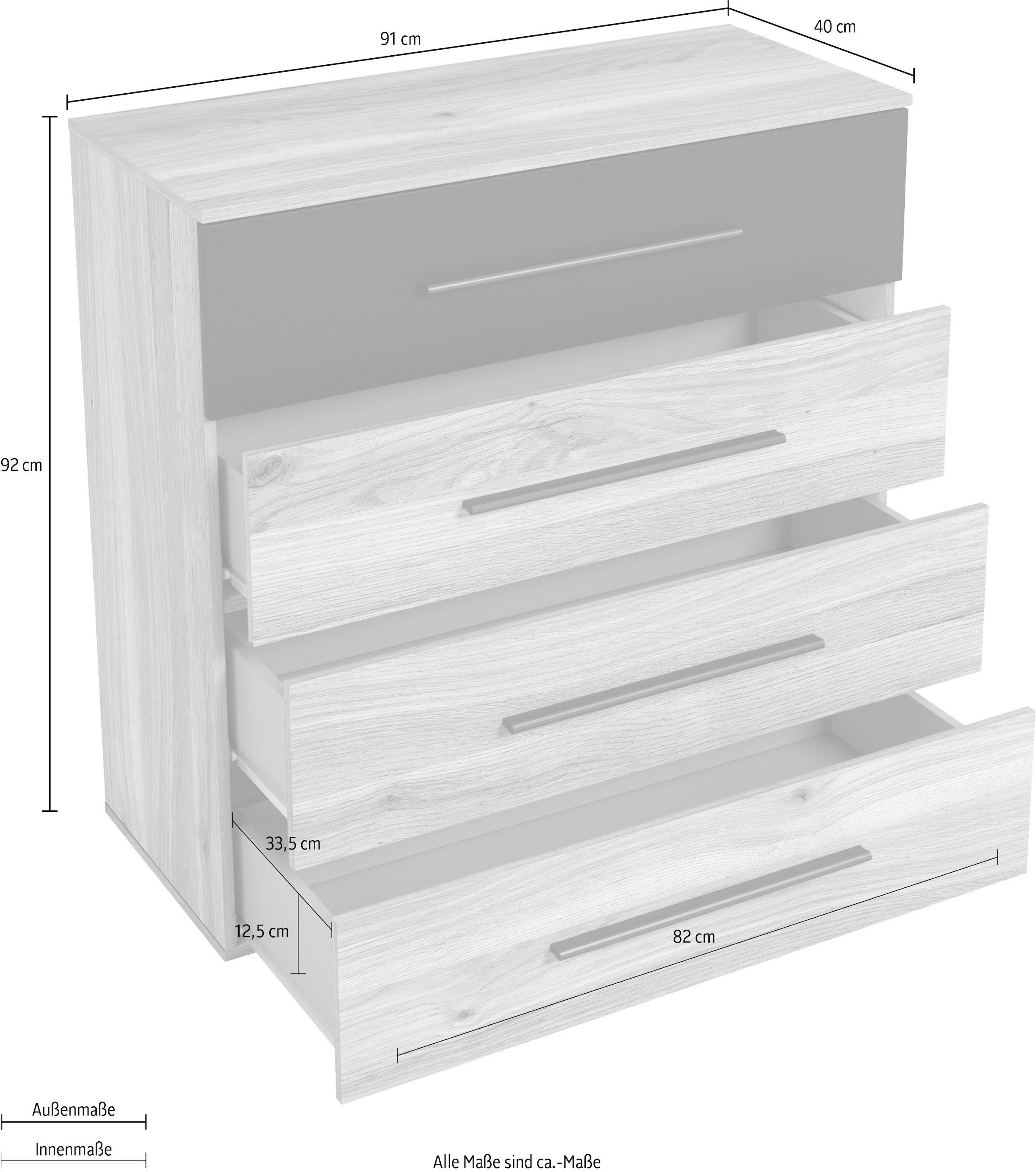 Home affaire Kommode »Faweza,Breite 91 cm, Schubladenkommode, Sideboard mit Schublden«, Mehrzweckschrank viel Stauraum