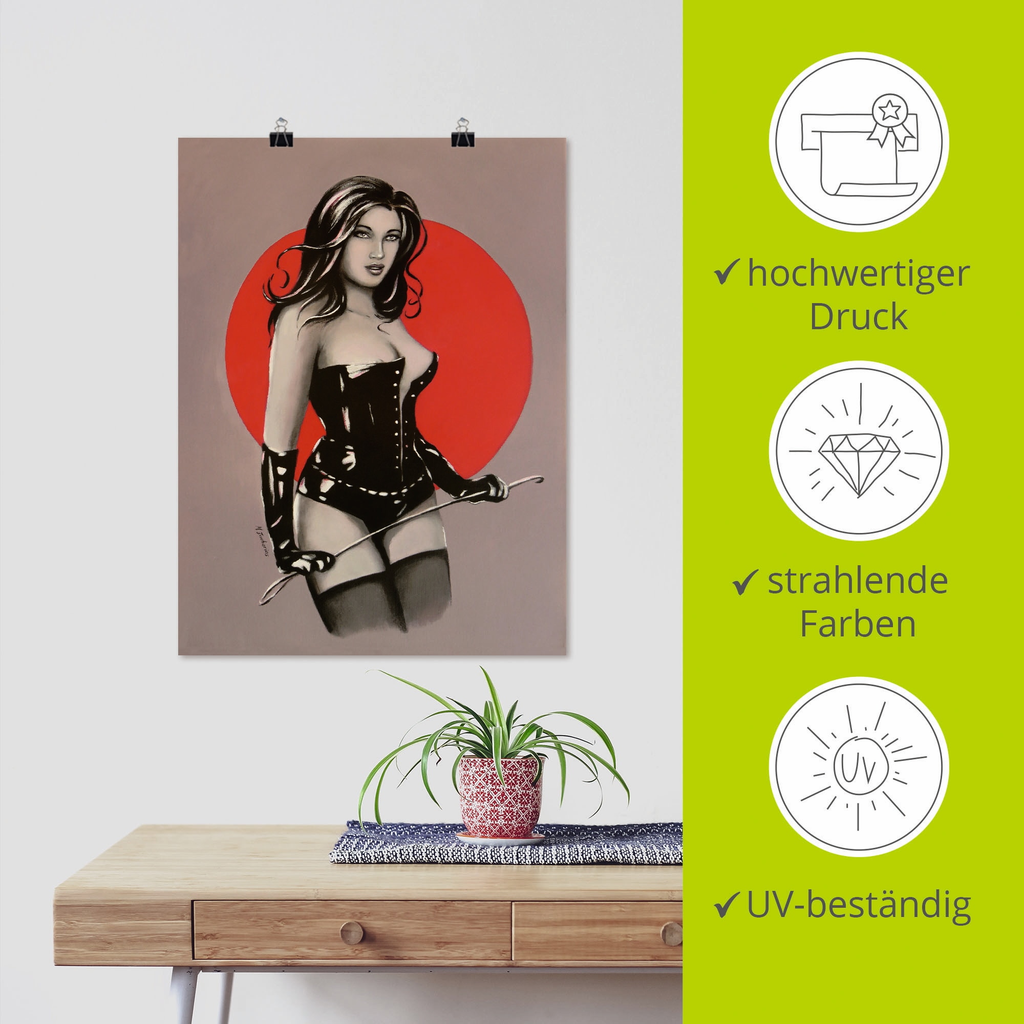Artland Poster »Mistress Herrin der Lust - Malerei«, Frau, (1 St.), als Alubild, Leinwandbild, Wandaufkleber oder Poster in versch. Größen
