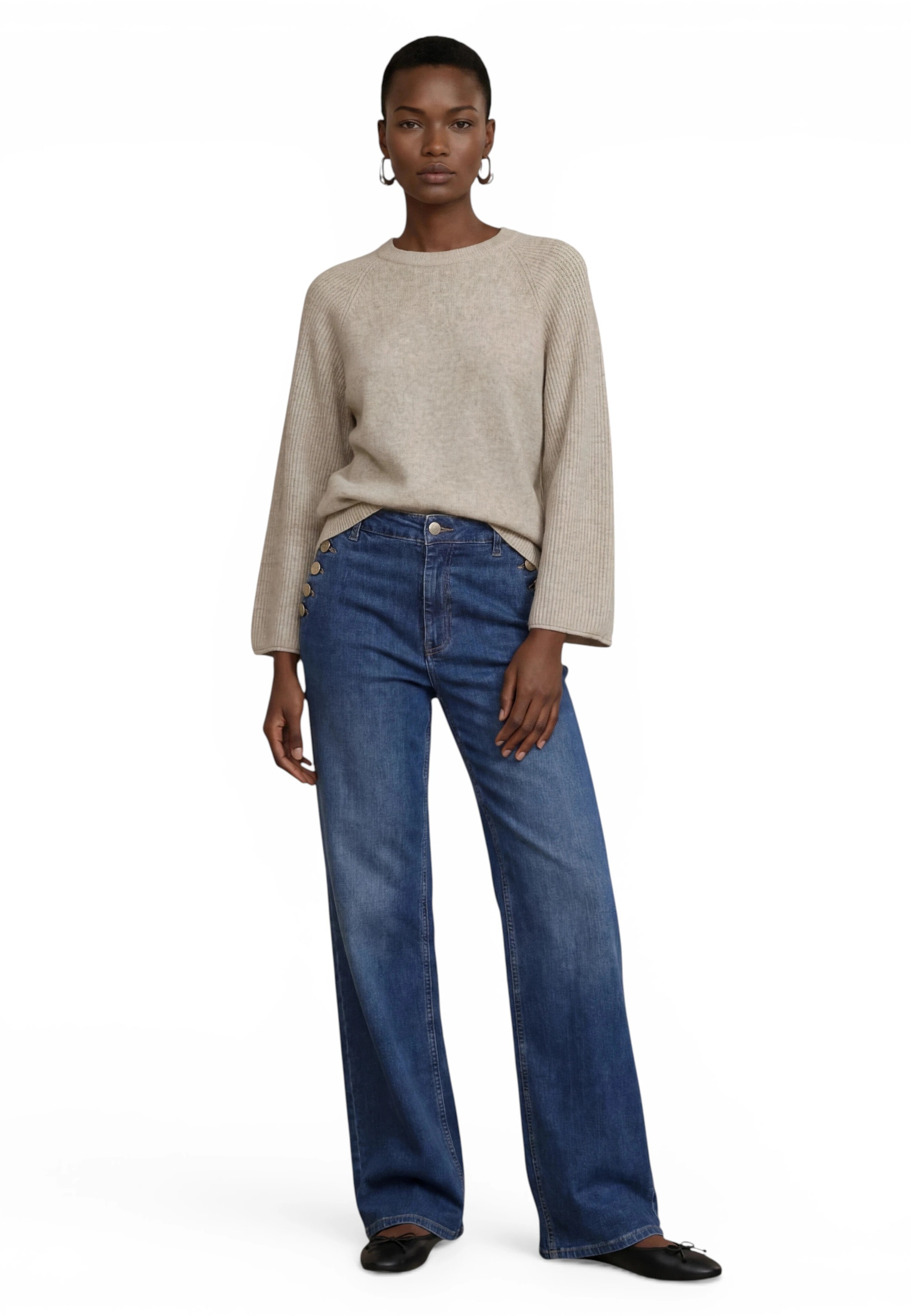 Zero Relaxhose »Basic-Jeans mit Knöpfen«