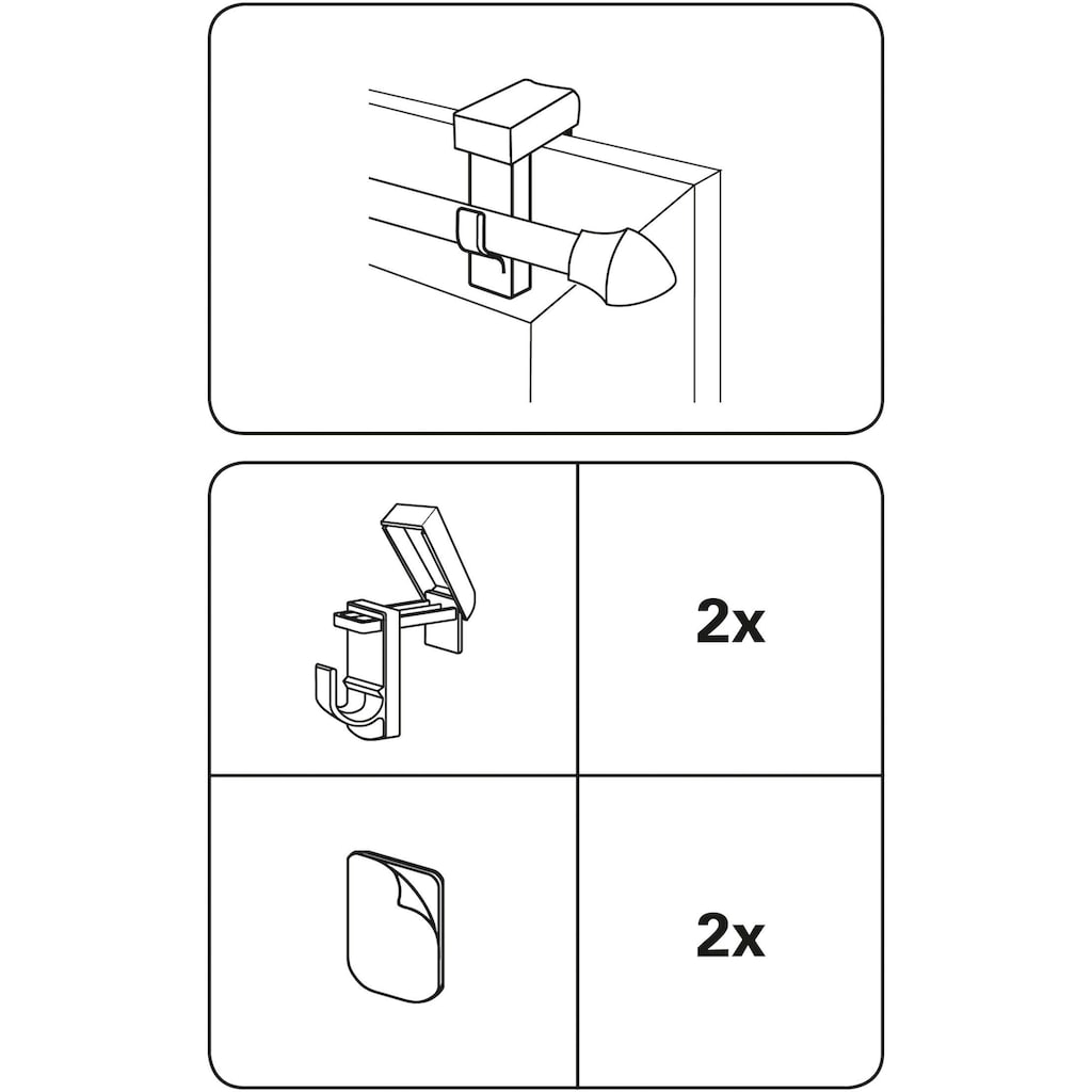 GARDINIA Klemmträger »Klemmträger für Vitragestangen/Cafehausstangen«, (Set, 2 St.)