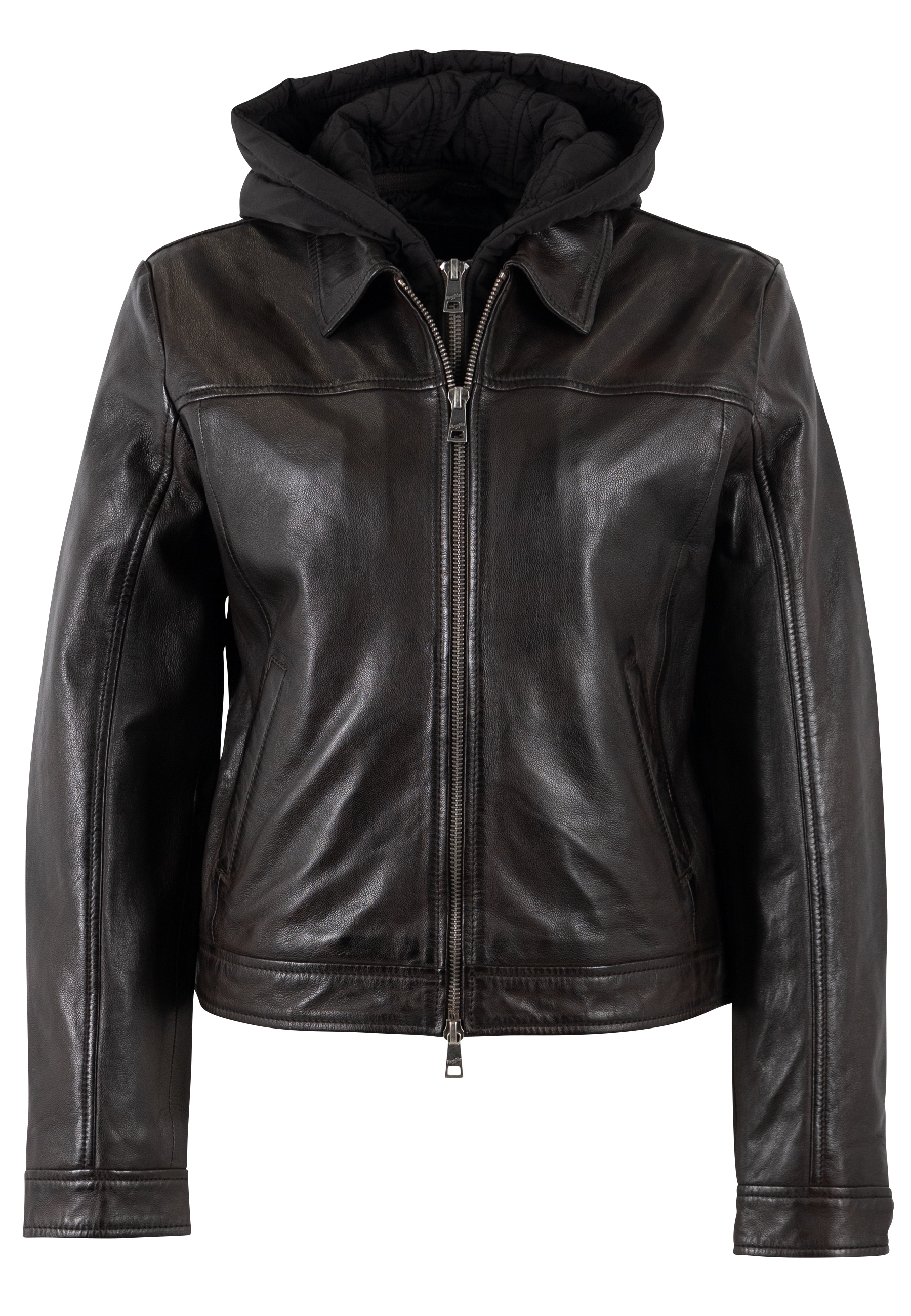 Mauritius Lederjacke »MWAvih« mit Kapuze mit abnehmbarer Nylon-Kapuze