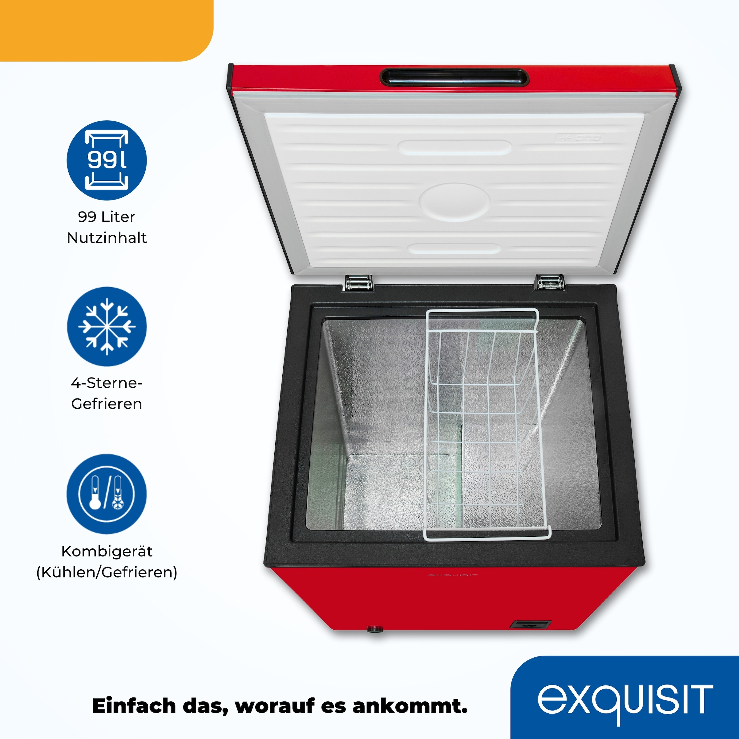 exquisit Gefriertruhe »GT100-050E rot«, 83,5 cm hoch, 54,5 cm breit