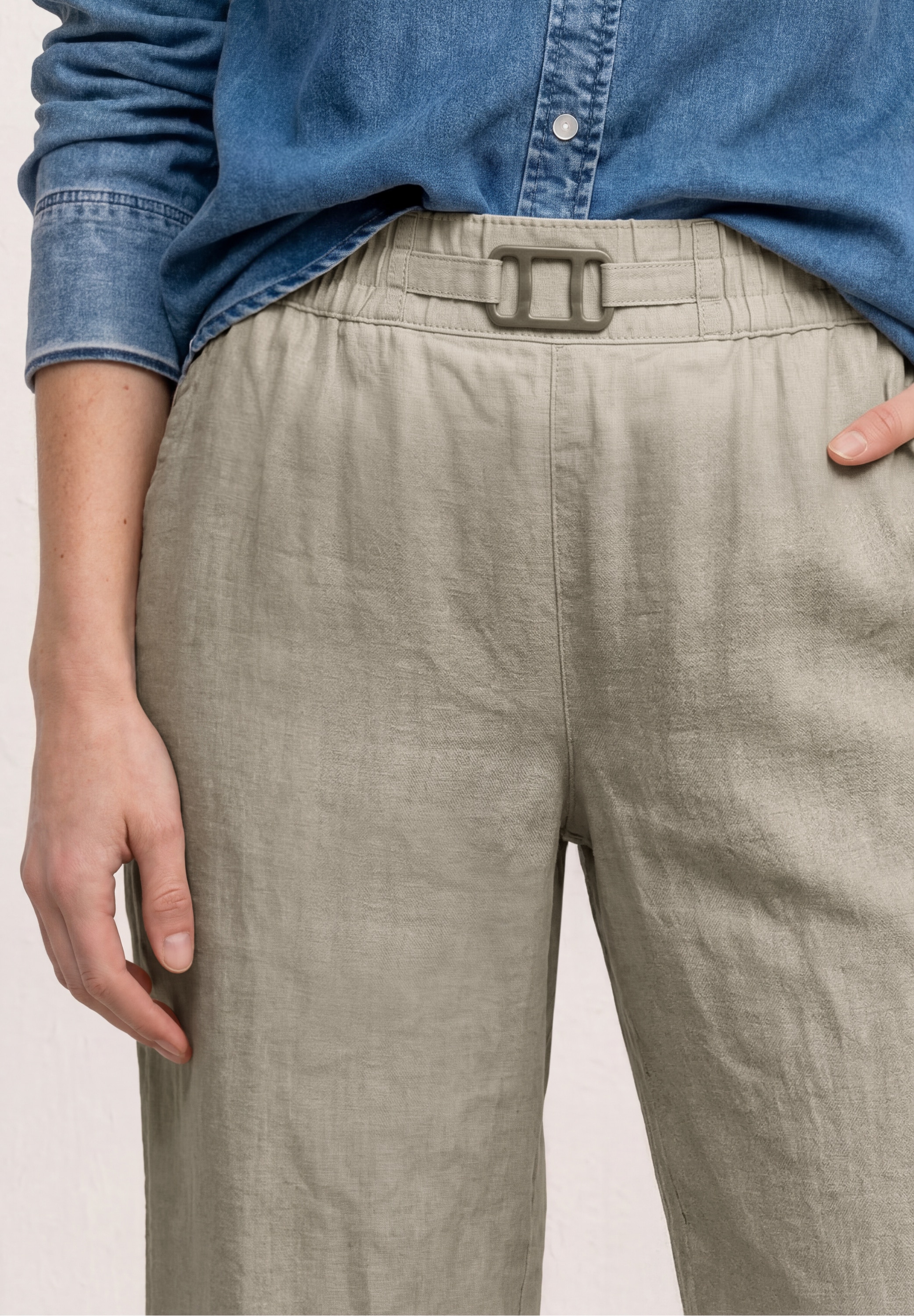 STREET ONE Stoffhose »Style Emee«  Leinenhose mit Schnallendetail