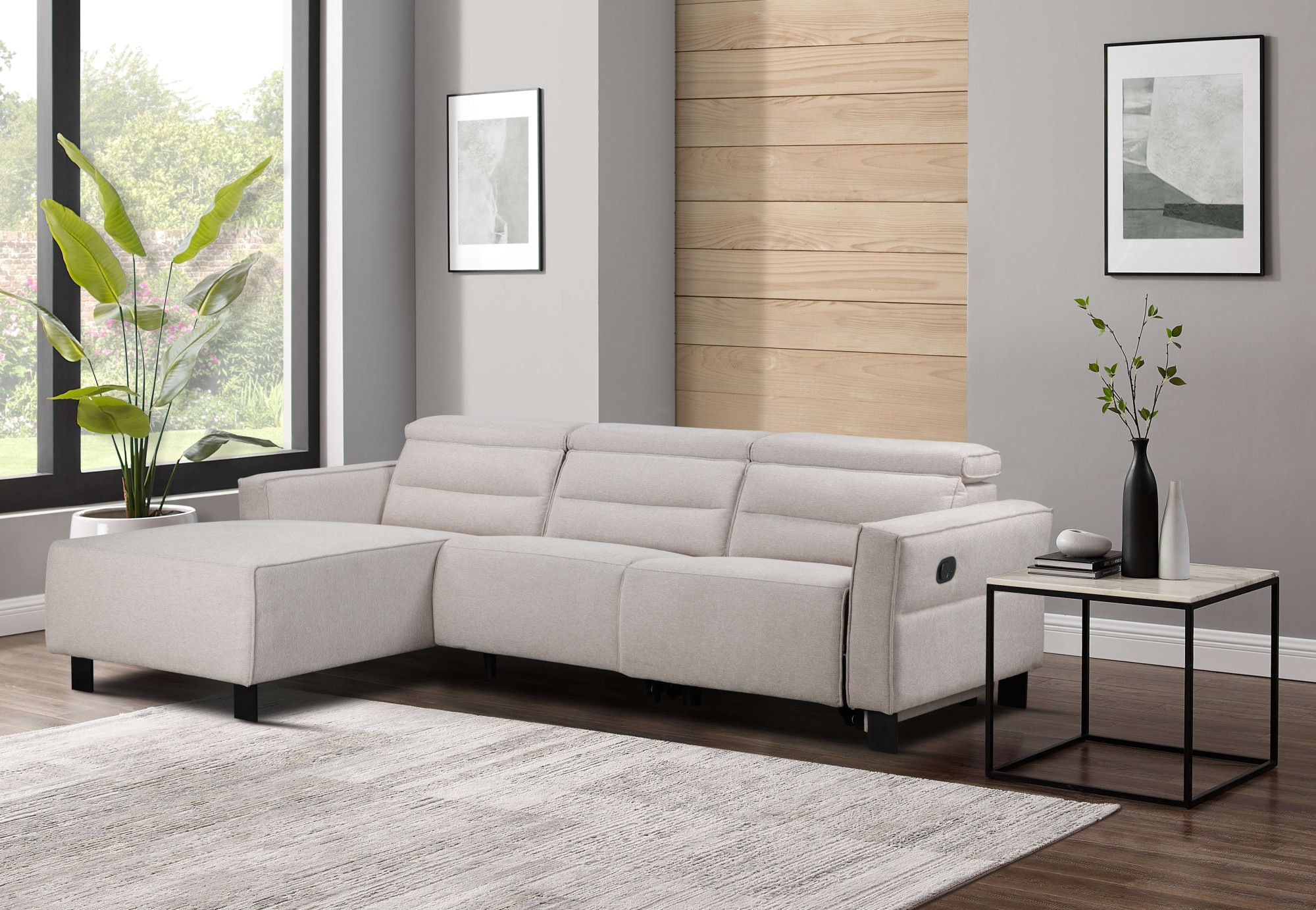 Places of Style Ecksofa »Carpari, L-Form, 263 cm, manuelle o. elektrische Relaxfunktion,«, USB A/C und Kopfteilverstellung