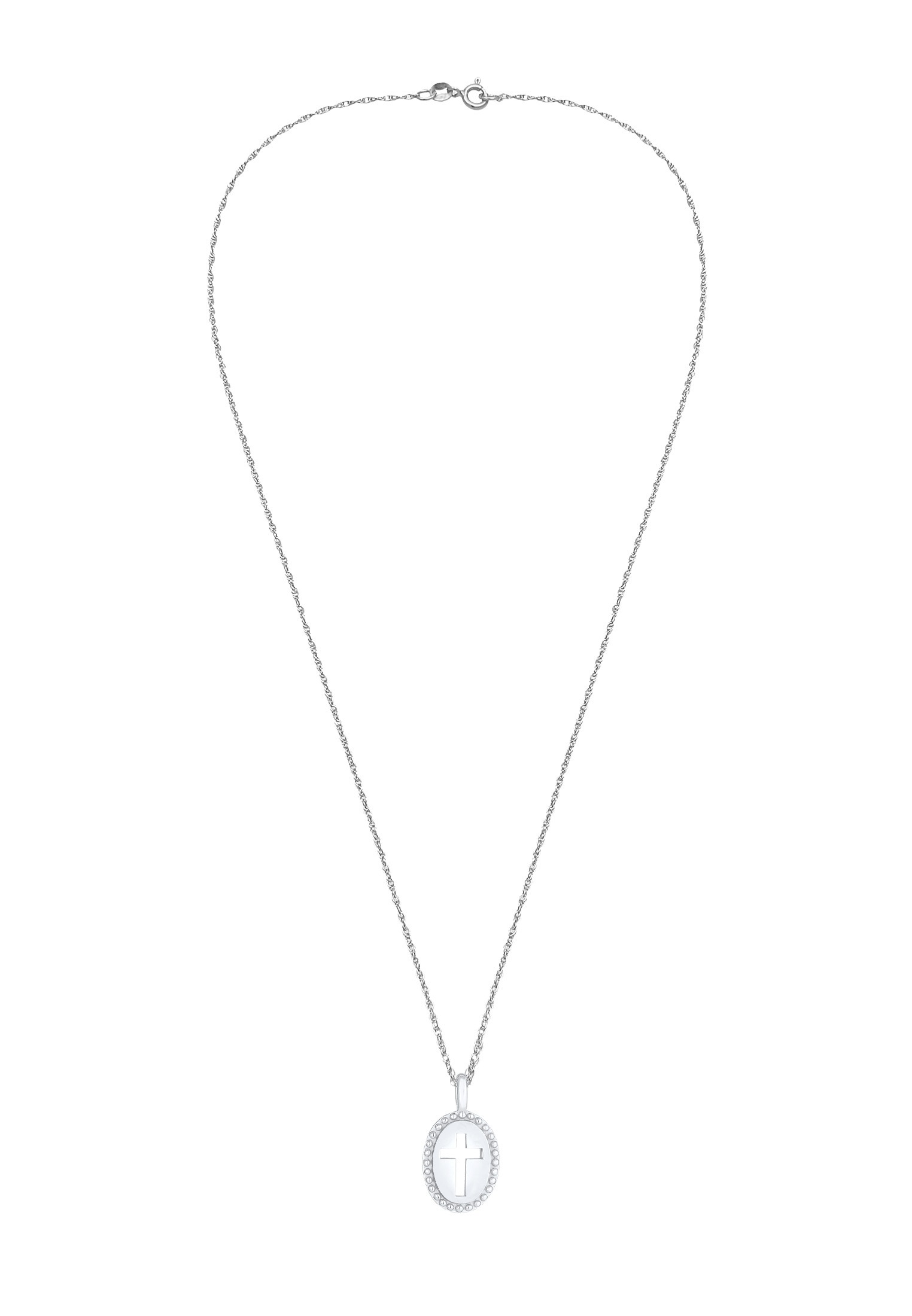 Elli Kette mit Anhänger »Halskette Anhänger Kreuz Cut Out Oval 925 Silber«