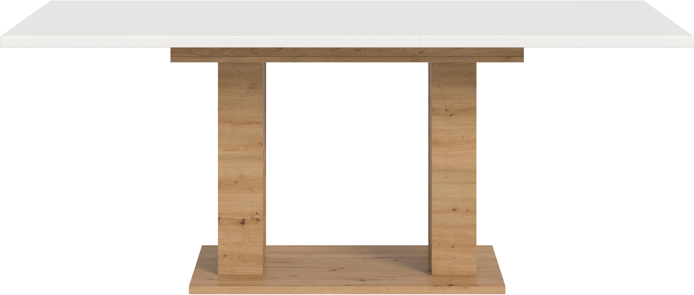 INOSIGN Esstisch »Motus, ausziehbar 150 -190 cm, inklusive 40 cm Einlegeplatte«, (Set, 1 St.), Doppelsäulengestell mit Bodenplatte, Tisch, Esstisch, Küche