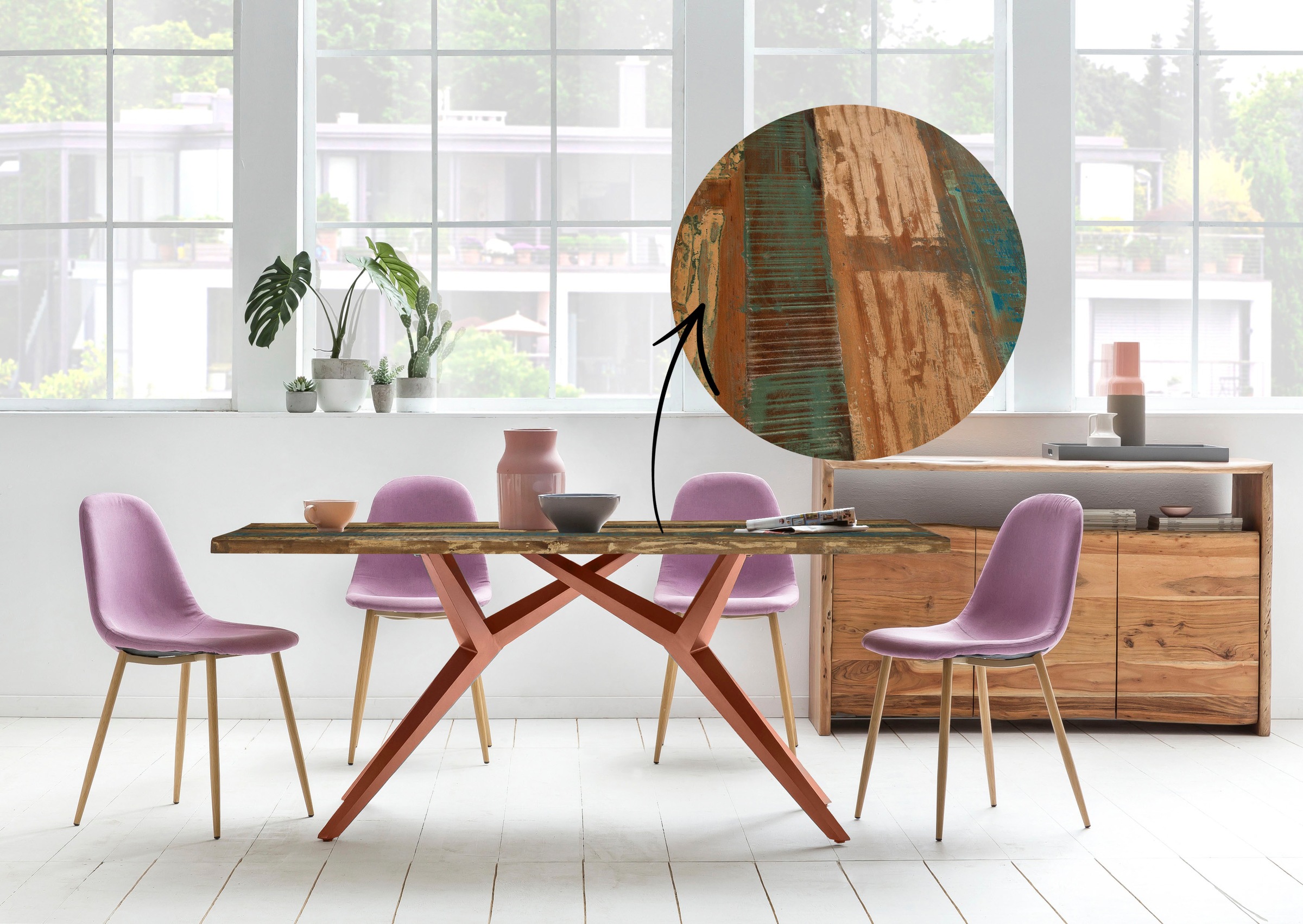 SIT Esstisch, Platte Altholz lackiert