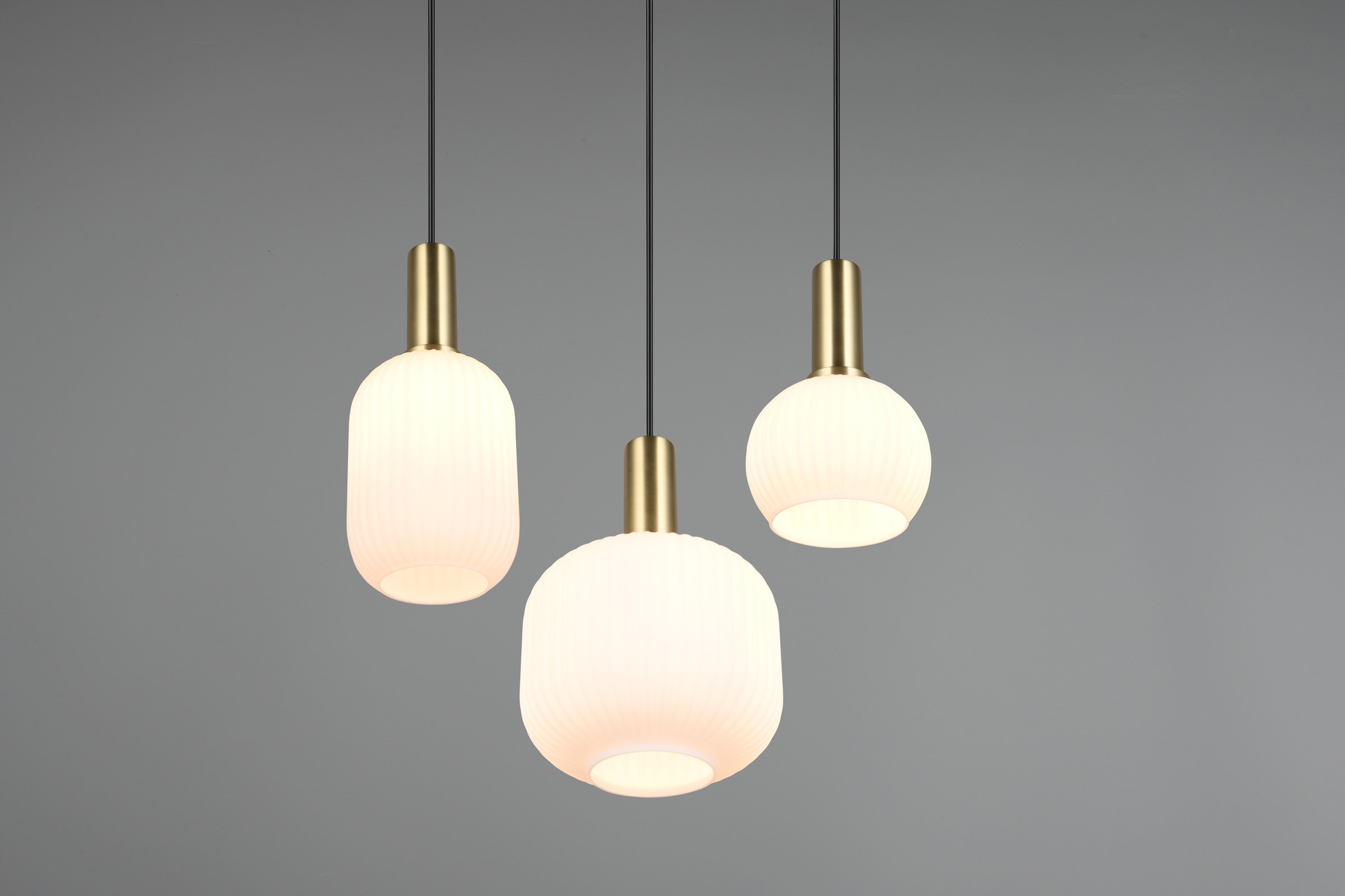 TRIO Leuchten Pendelleuchte »DIVA, E27 Hängelampe 3-flammig mit Glasschirm, exkl 3xE27 max 10W« E27 1 Stk. warmweiß - kaltweiß höhenverstellbar bis max 150cm Hängeleuchte Ø 30 cm Wohnzimmer Küche
