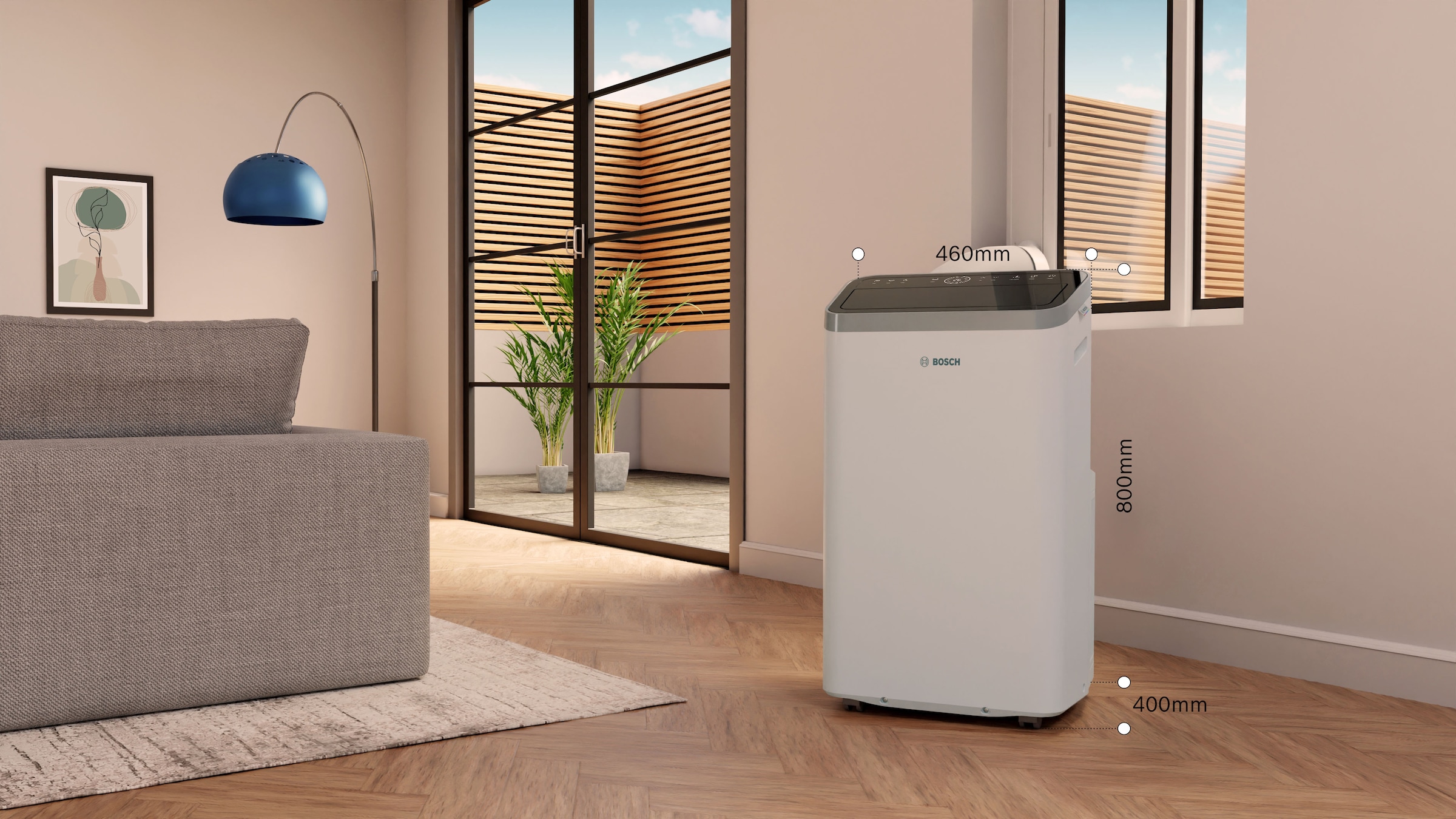 BOSCH 3-in-1-Klimagerät »Cool 4000 - 3-in-1 Klimaanlage, Luftentfeuchter, Ventilator« Entfeuchtung bis zu 50 l/Tag, für Räume bis zu 35m²