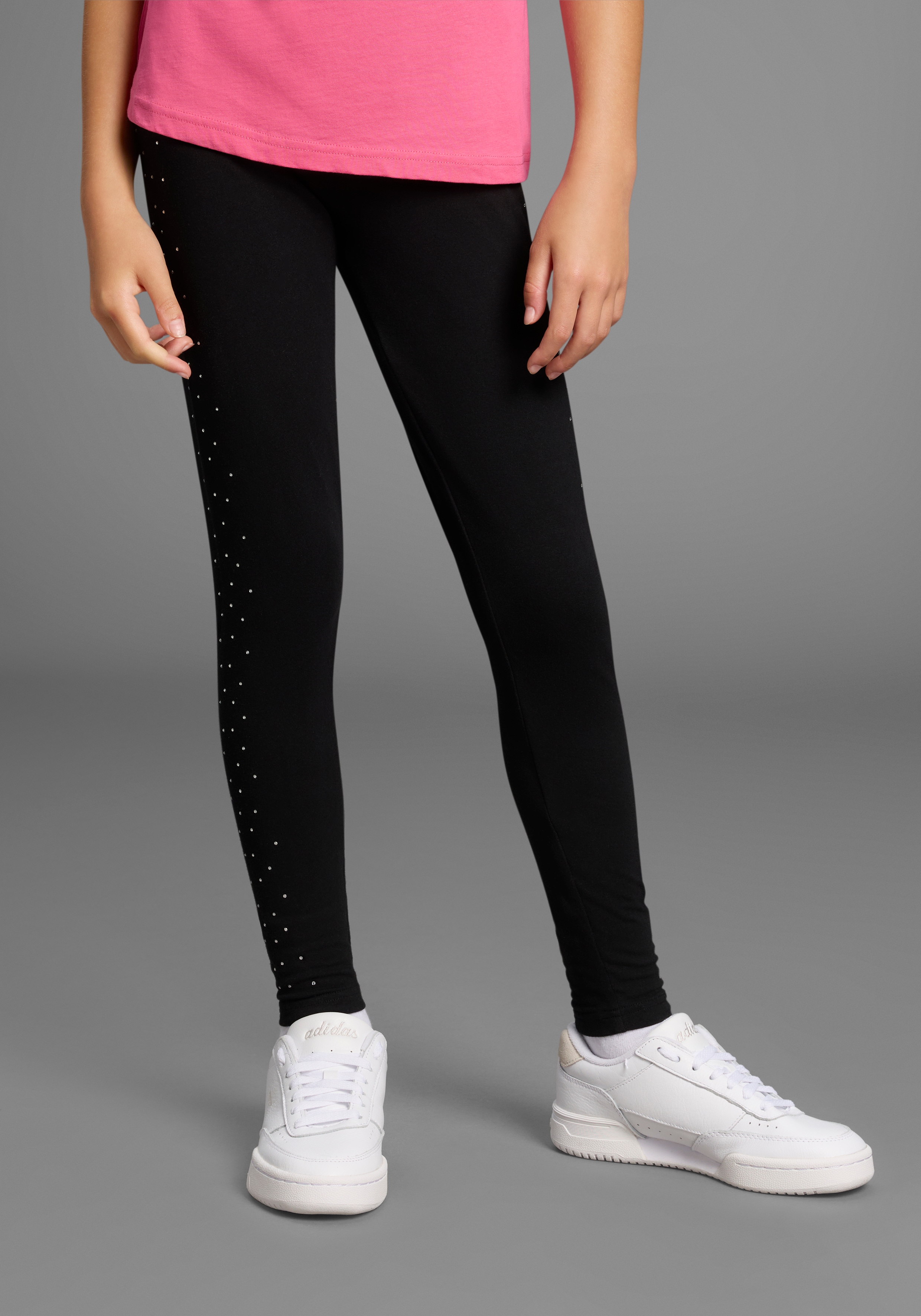 Bruno Banani Mädchen Leggings »Hose mit Strass-Steinen« NEU! BRUNO BANANI für TEENS. Glitzer-Leggings, Größe 128/134