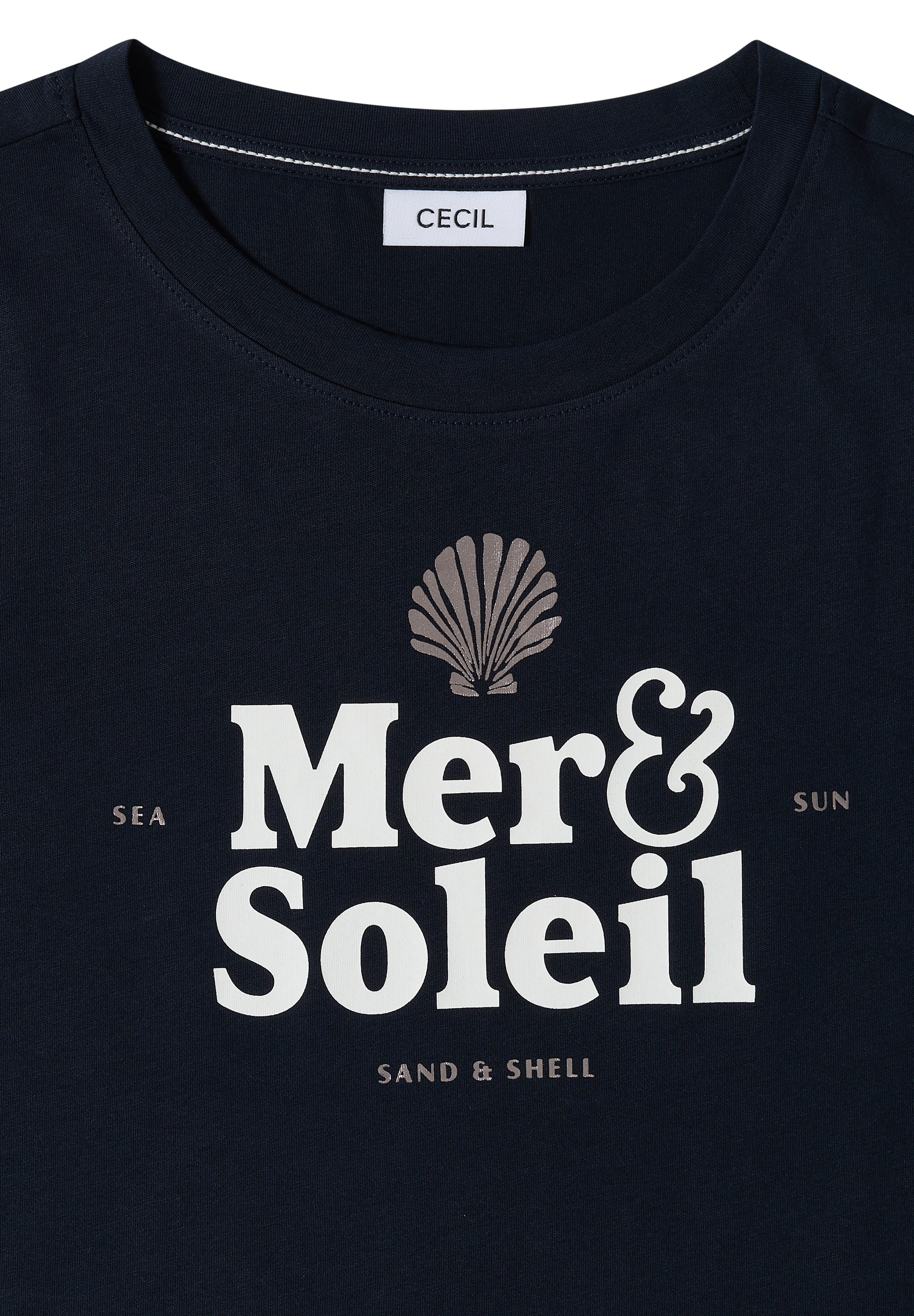 Cecil T-Shirt Sommershirt mit maritimem Wording-Print, Jerseyqualität