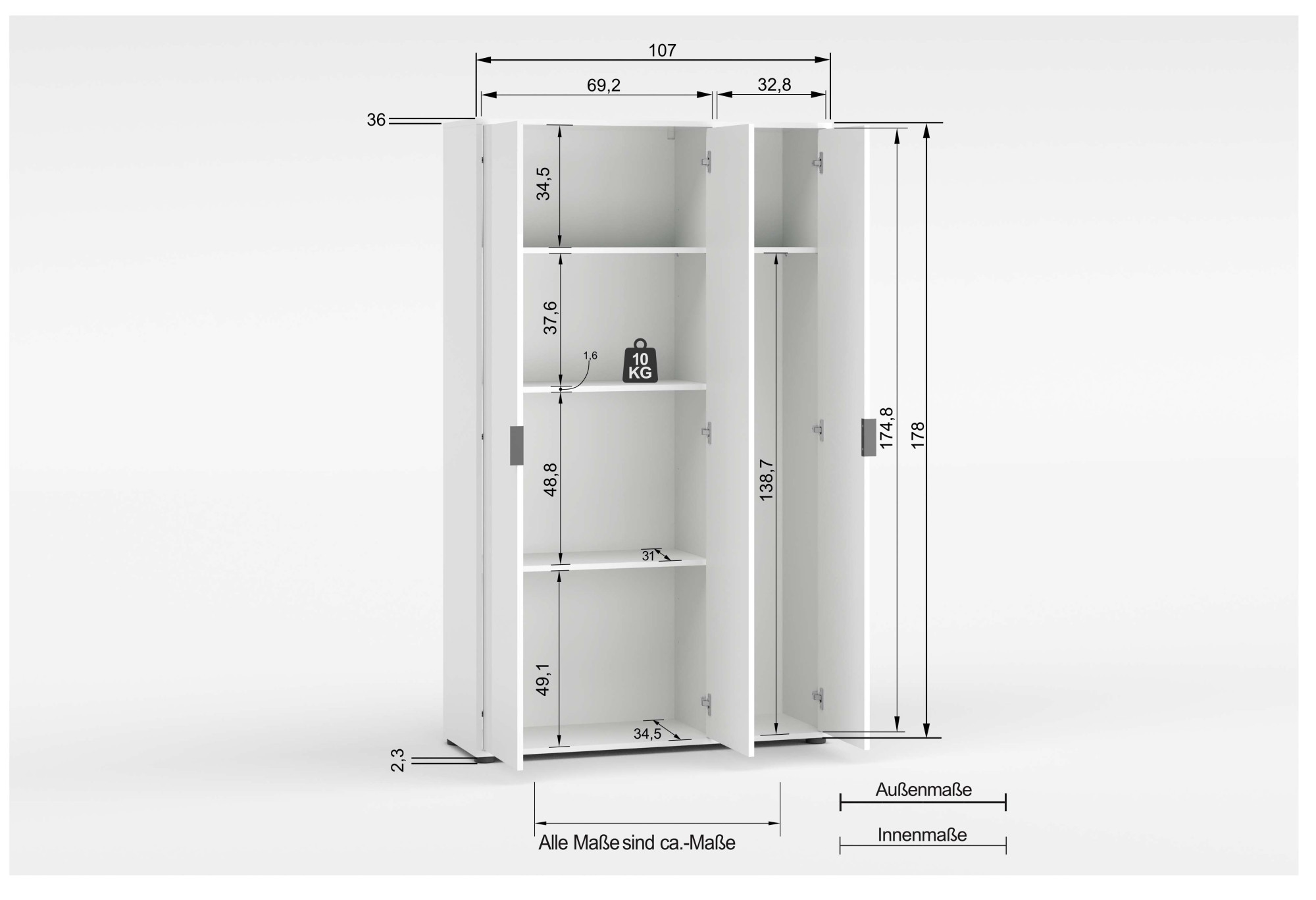 INOSIGN Mehrzweckschrank »Stauraumschrank , Breite 107 cm , Höhe 178 cm« 1 Stk. tlg.