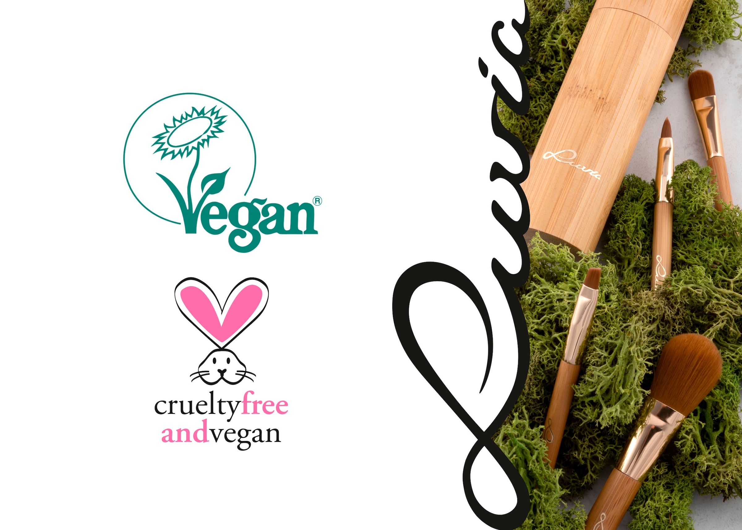 Luvia Cosmetics Kosmetikpinsel-Set »Travel Bamboo Tube« 4 Pinsel aus Nurai-Haar, vegan, in Reisegröße, mit Pinselhalter.