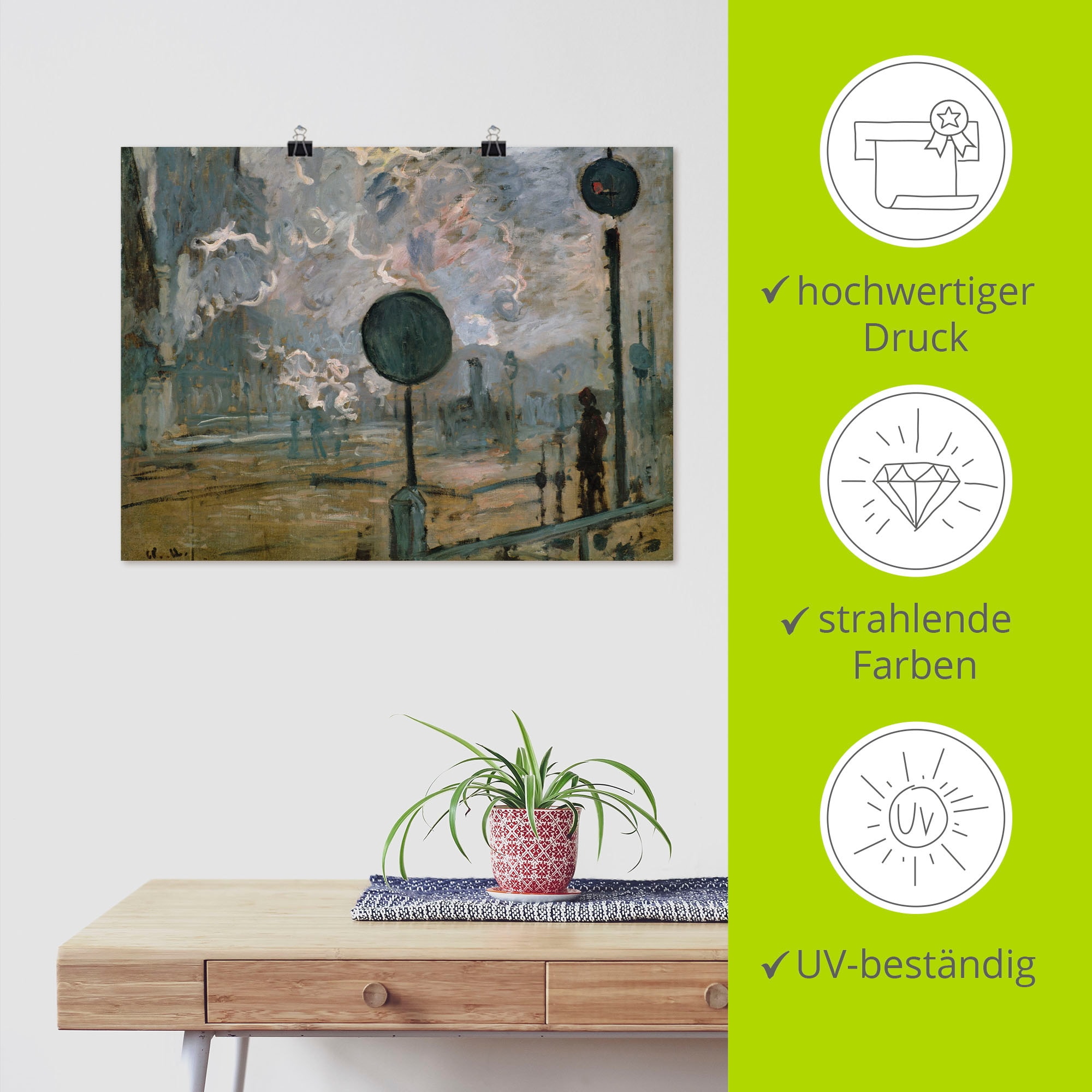 Artland Kunstdruck »Der Bahnhof Saint-Lazare (Le Signal)«, Gebäude, (1 St.), als Leinwandbild, Wandaufkleber oder Poster in versch. Größen