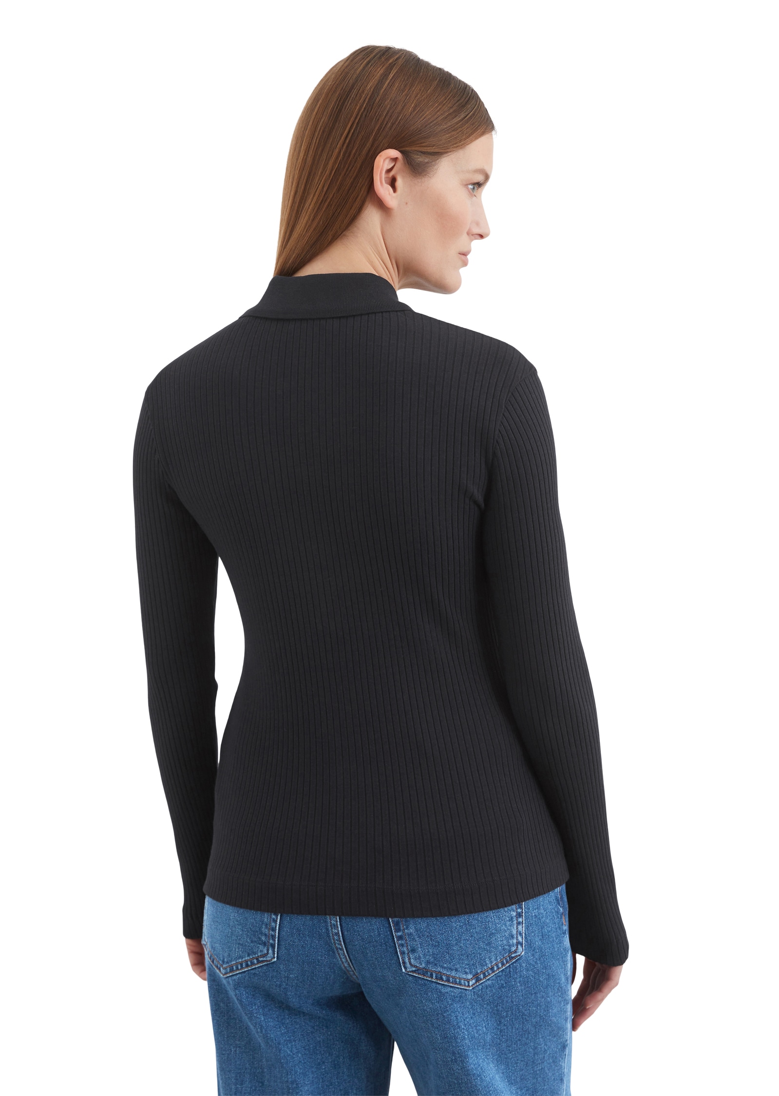 Marc O'Polo Langarmbluse, Ripp-Jerseybluse loose