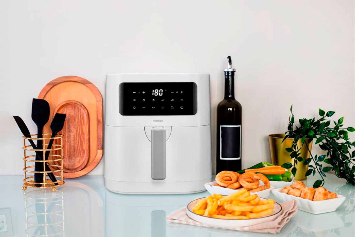 Medion® Heißluftfritteuse »MD11740  E40 XL, Nutzinhalt 5,2 L; Korb in Korb«, 2000 W, digitales Bedienfeld, 9 Automatikprogramme
