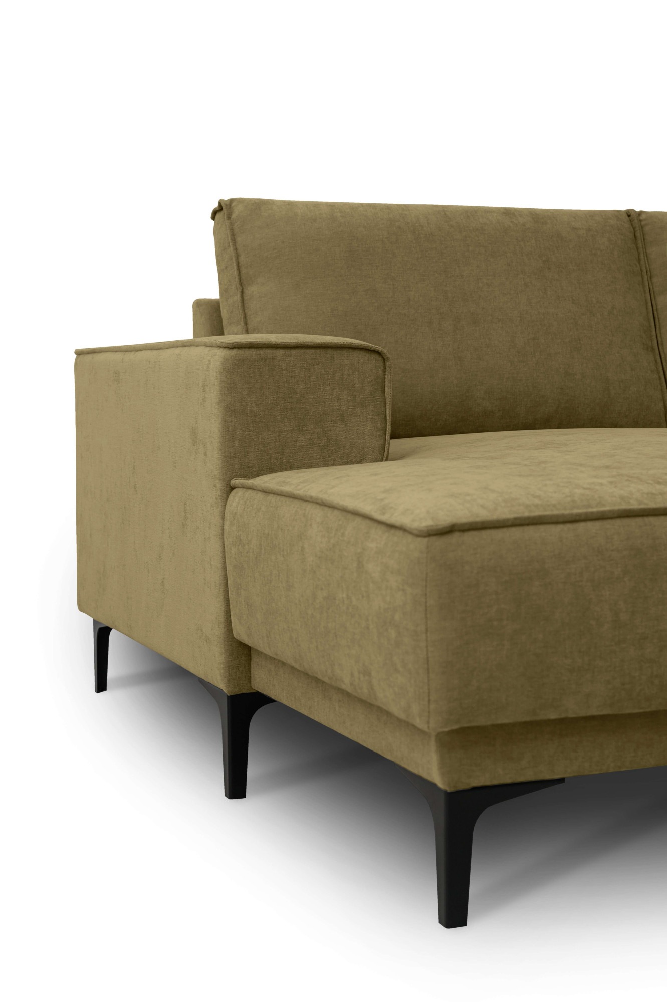Places of Style Wohnlandschaft »XXL Sofa Oland, Struktur, Flachgewebe, Luxus-Microfaser, Boucle«, U-Form, 342 cm, Wellenunterfederung, Skandi-Design, Metallfüße