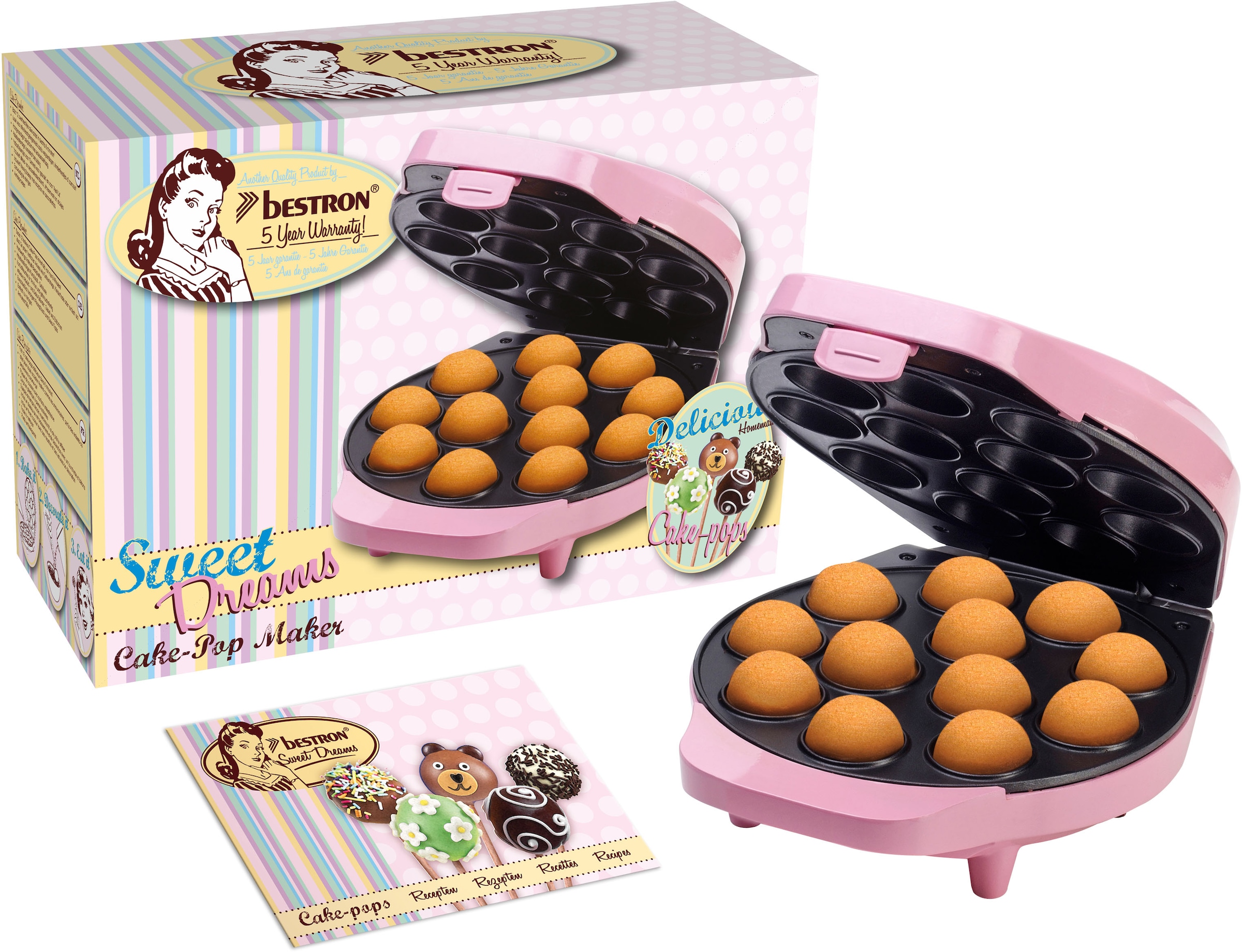 Antihaftbeschichtung, Dreams«, bestron Rosa kaufen OTTO W, Cakepop-Maker Sweet Weihnachts-Shop Retro »DCPM12 - Design, im 700