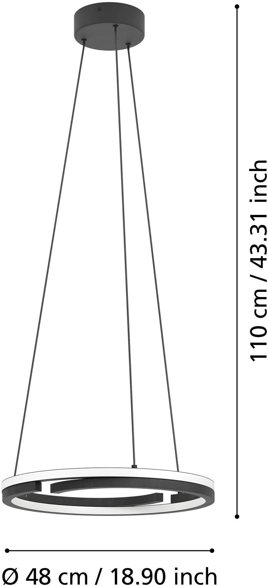 EGLO Hängeleuchte »MEZZOMONTE Pendellampe - Alu, Stahl - LED;LED - 1X20W;1X20W - IP20« LED-Modul 1 Stk. Kaltweiß | Neutralweiß | Warmweiß Hängelampe, Deckenlampe, Wohnzimmer, Esszimmer, H110 x Ø48 cm