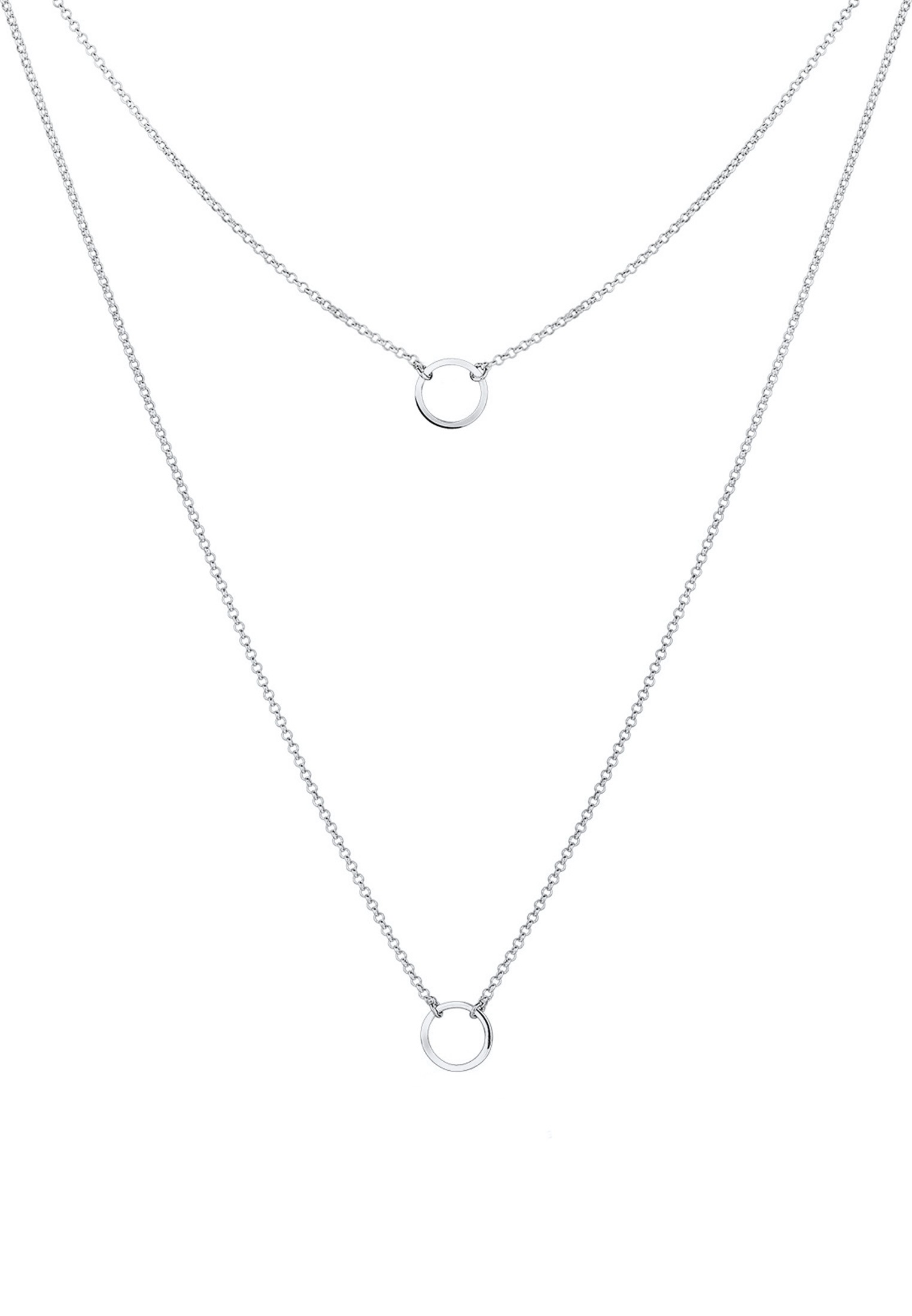 Elli Lange Kette »Halskette Layer mit Kreis Anhänger im Lagenlook 925 Silber«