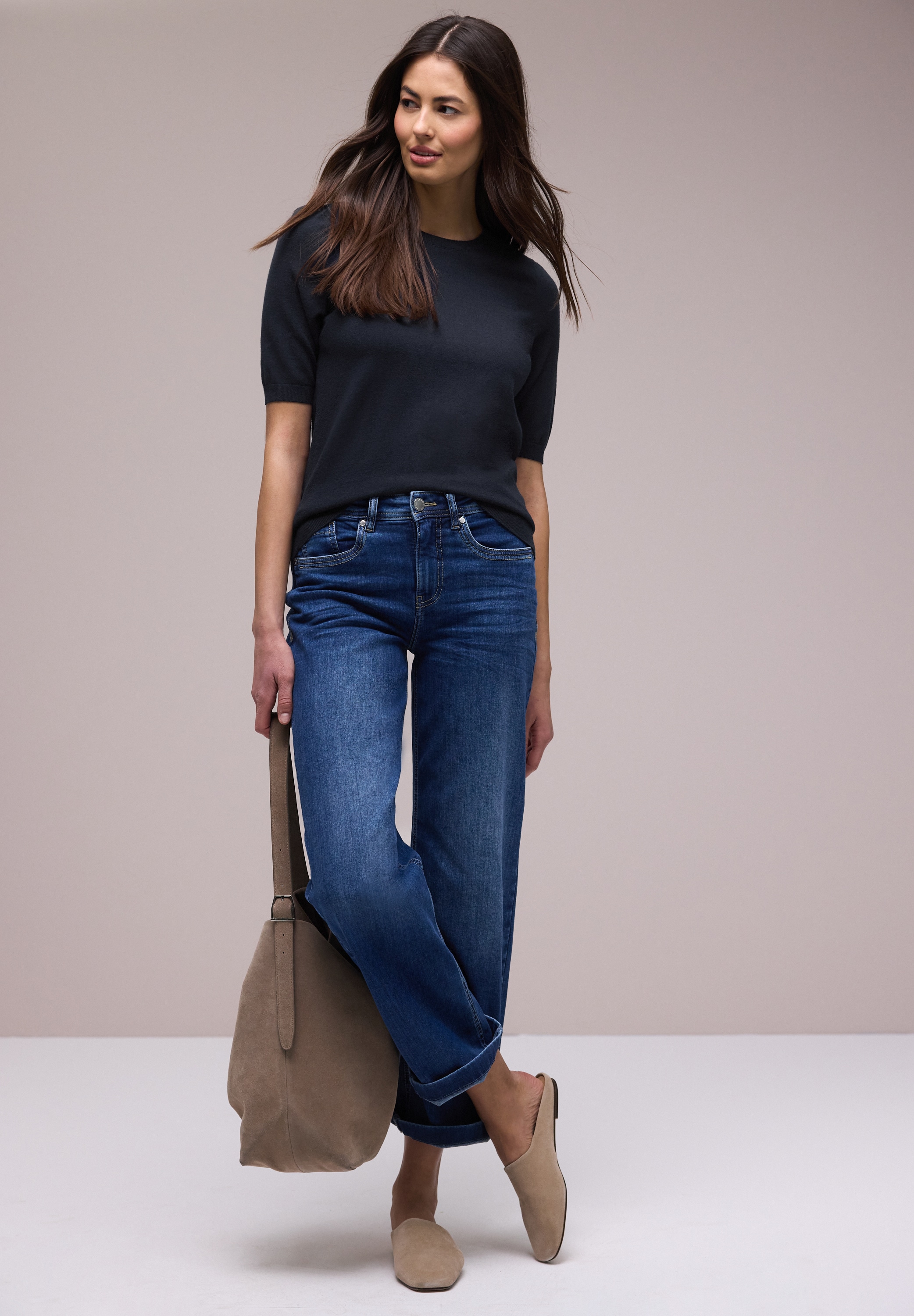 STREET ONE Strickpullover mit kurzen Puffärmeln