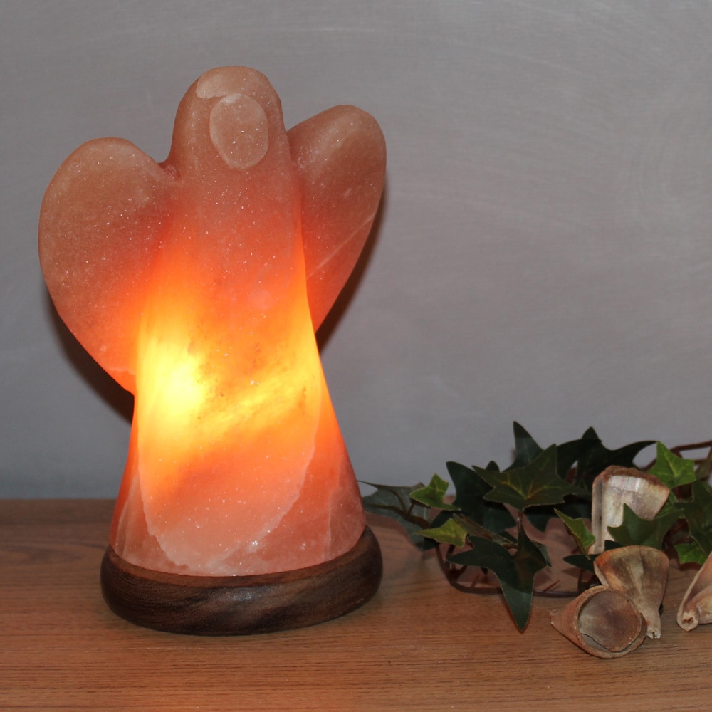 HIMALAYA SALT DREAMS Salzkristall-Tischlampe »Engel«, Leuchtmittel E14 | Leuchtmittel wechselbar, Handgefertigt aus Salzkristall - jeder Stein ein Unikat, H: ca.19 cm