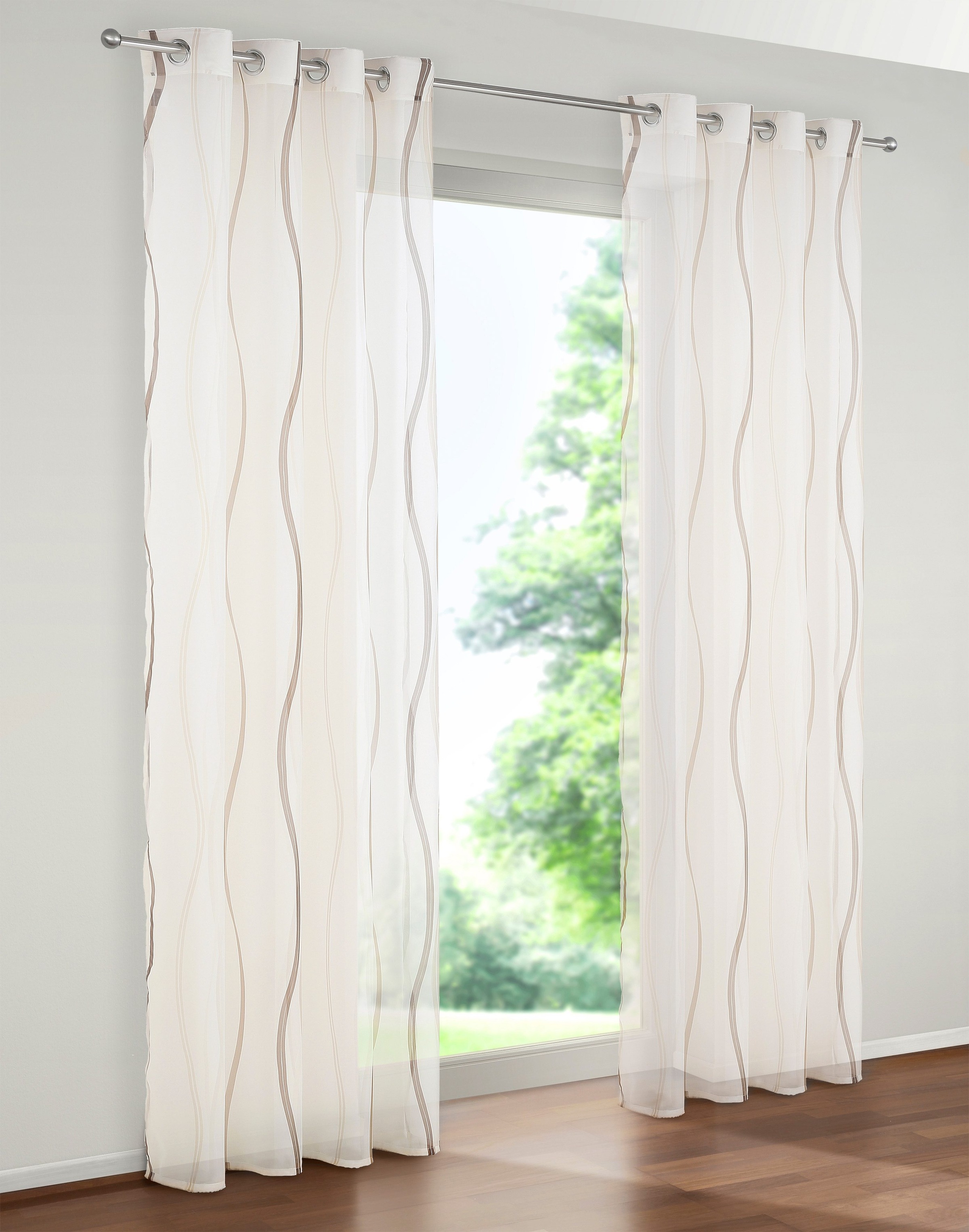 my home Gardine »Dimona«, (2 St.), Transparent, Voile, Polyester, Wellen