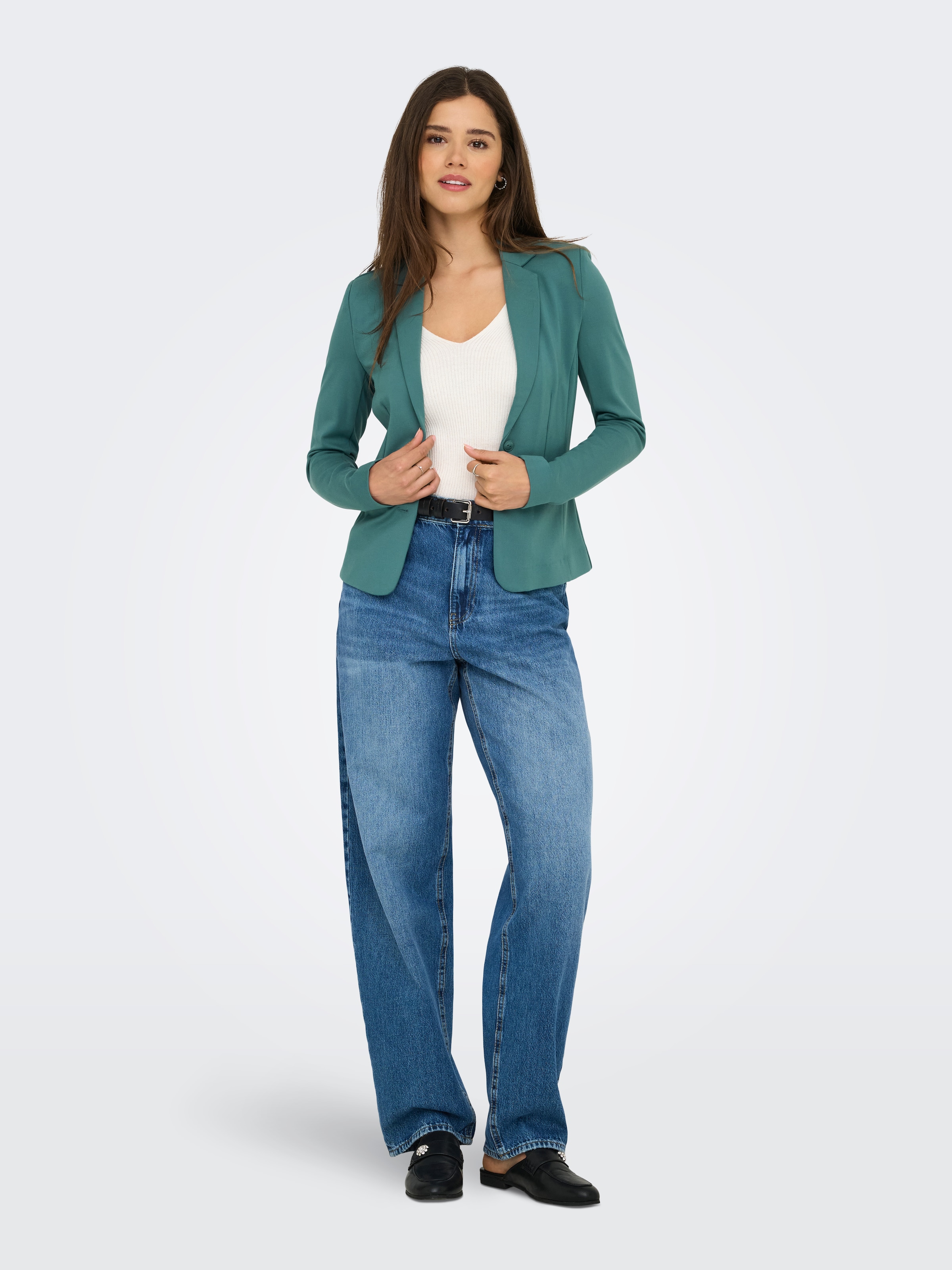 ONLY Jerseyblazer »ONLPOPTRASH – 2-Knopf Blazer mit taillierter Silhouette«, regular fit, Milano Rib, Materialmix, Reverskragen, unifarben