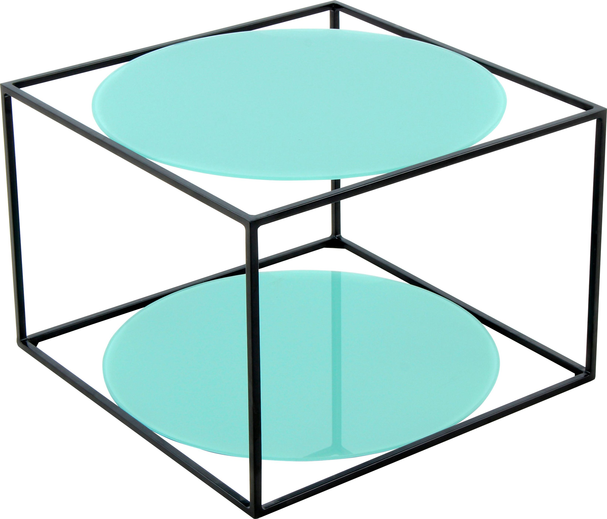 Kayoom Beistelltisch »Cody, Beistelltisch in Würfelform, offenes, modernes Design«, (1 St.), moderne Kubusform mit runden Ablageflächen aus Glas